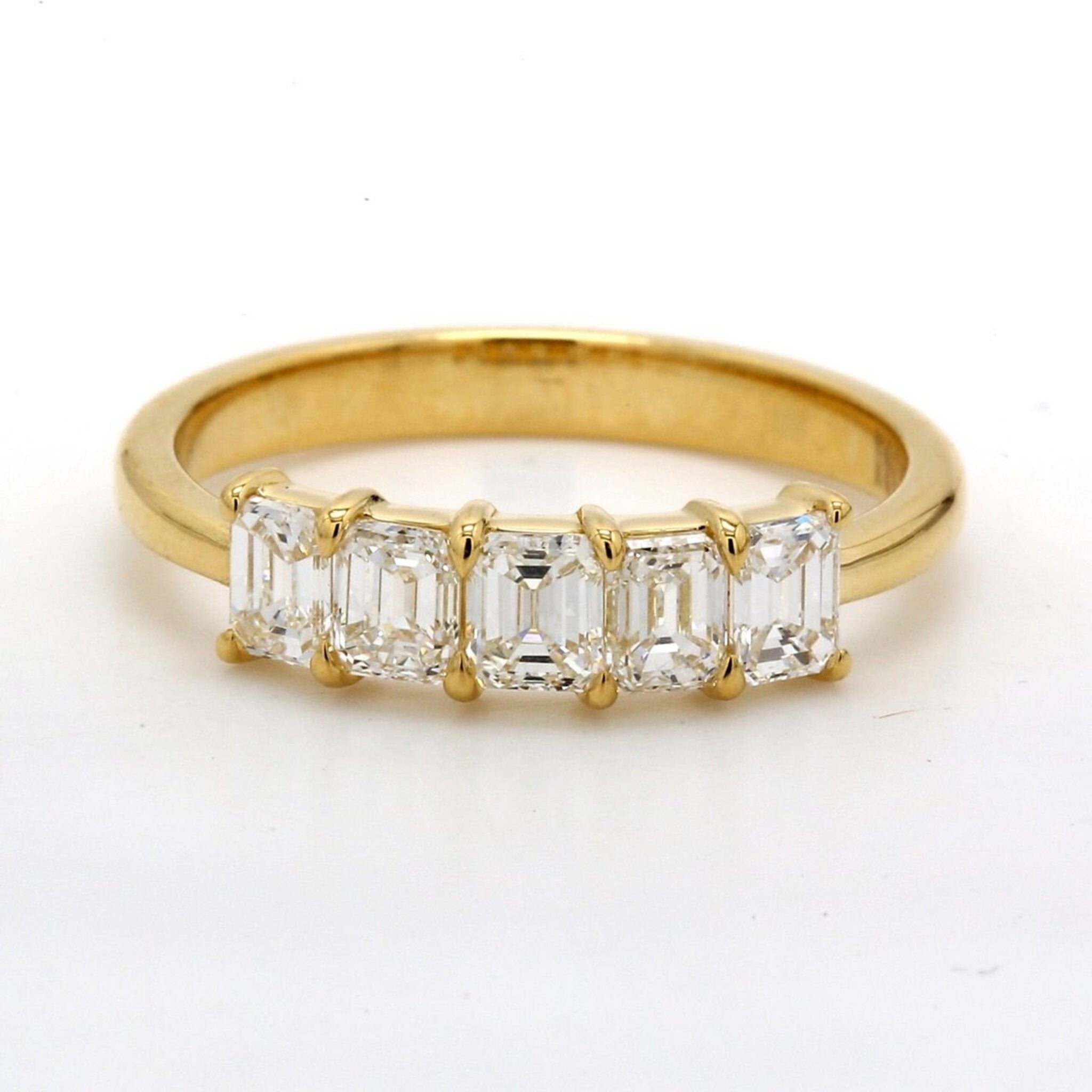 Ninacci 18K Yellow Gold 5-Stone Emerald-Cut Diamond Band Ring - 0.92 Carat Total Diamond Weight - Size 4.5