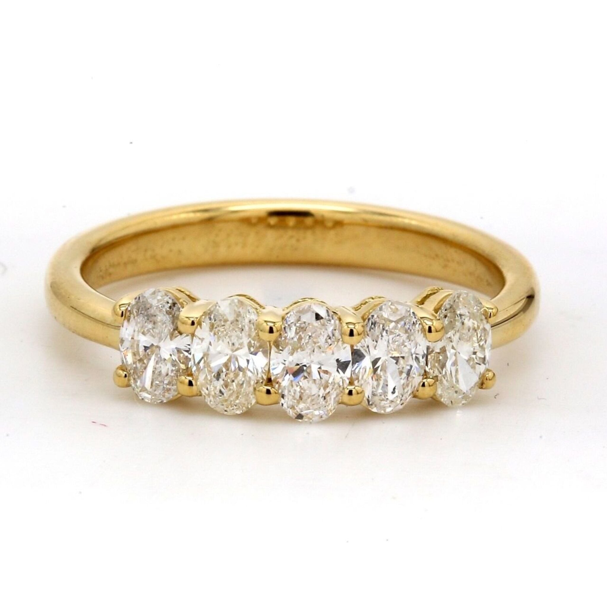 Ninacci 18K Yellow Gold 5-Stone Oval-Cut Diamond Band - 1.03 Carat Total Diamond Weight - Size 6
