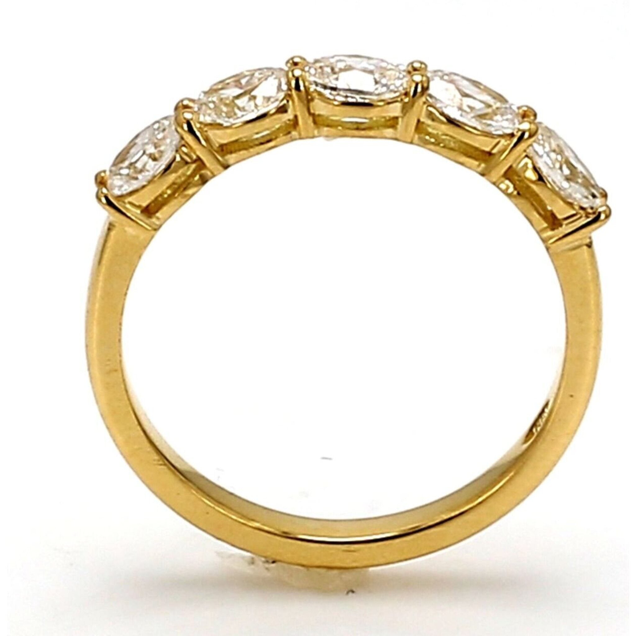 Ninacci 18K Yellow Gold 5-Stone Oval Cut Diamond Band Ring - 0.74 Carat Total Diamond Weight - Size 5.5