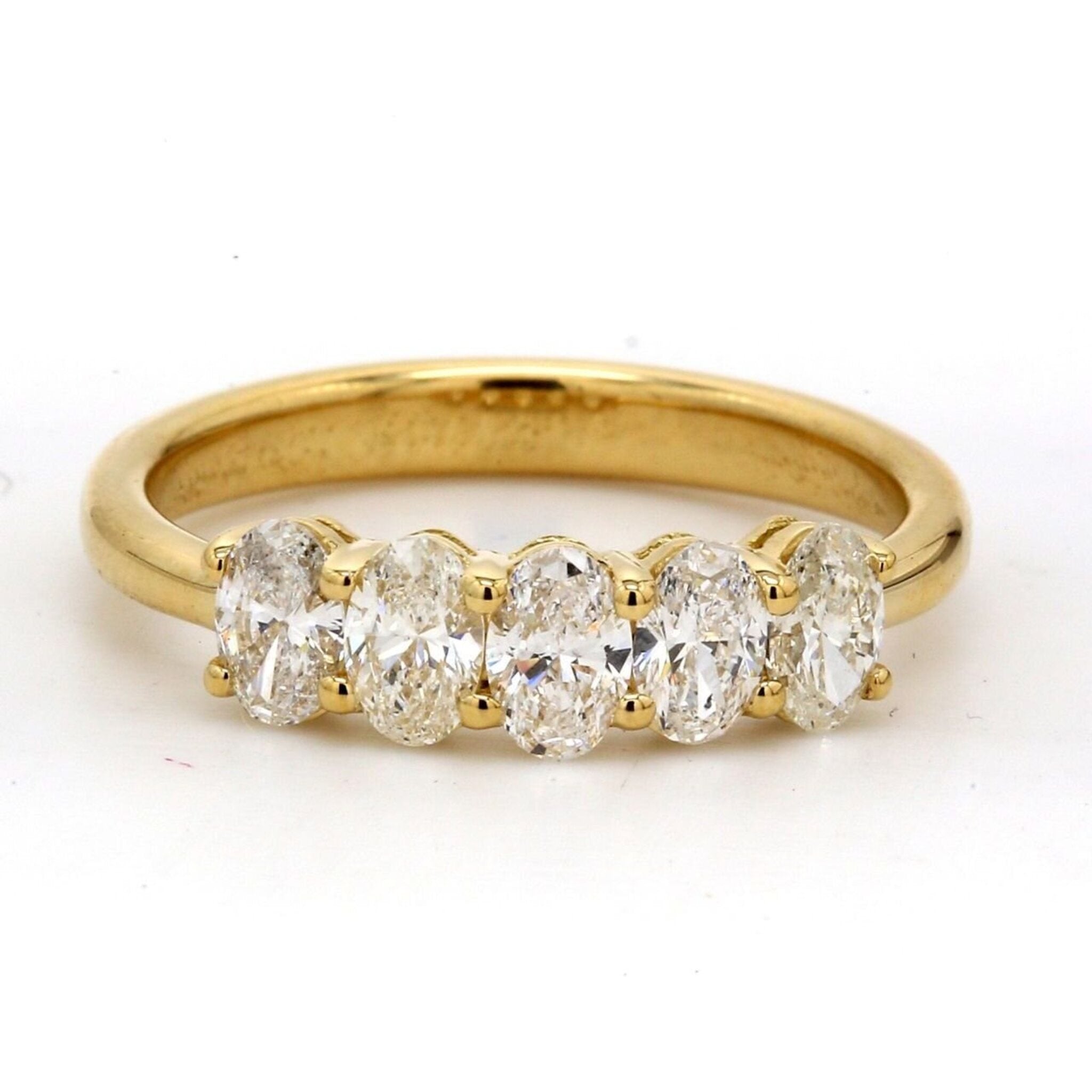 Ninacci 18K Yellow Gold 5-Stone Oval-Cut Diamond Engagement Ring - 1.50 Carat Total Diamond Weight - Size 7.5