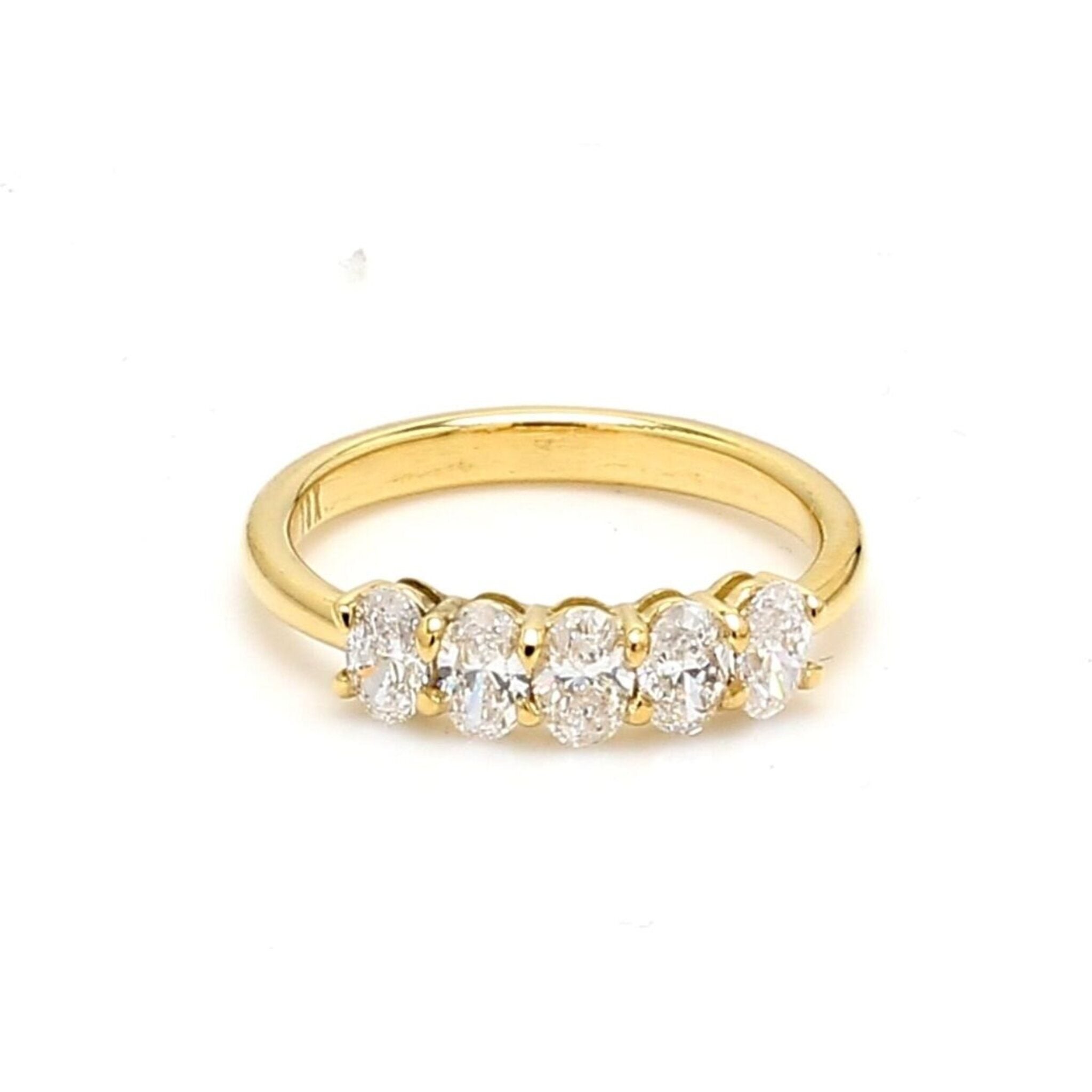 Ninacci 18K Yellow Gold 5-Stone Oval Diamond Band - 1.00 Carat Total Diamond Weight - Size 7.0