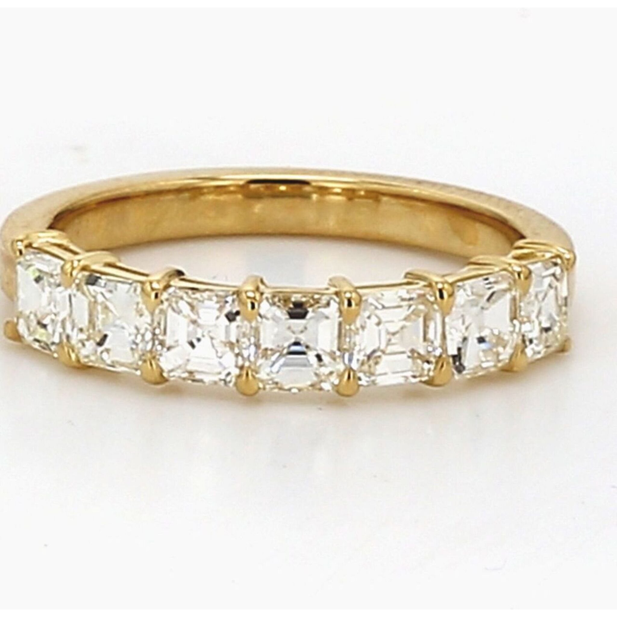 Ninacci 18K Yellow Gold 7-Stone Asscher-Cut Diamond Band - 1.30 Carat Total Diamond Weight - Size 5.25