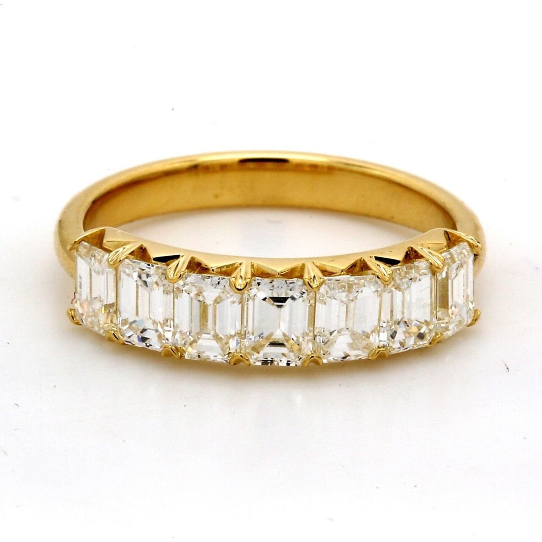 Ninacci 18K Yellow Gold 7-Stone Band with Prong-Set Emerald Cut Diamonds - 1.72 Carat Total Diamond Weight - Size 6.75