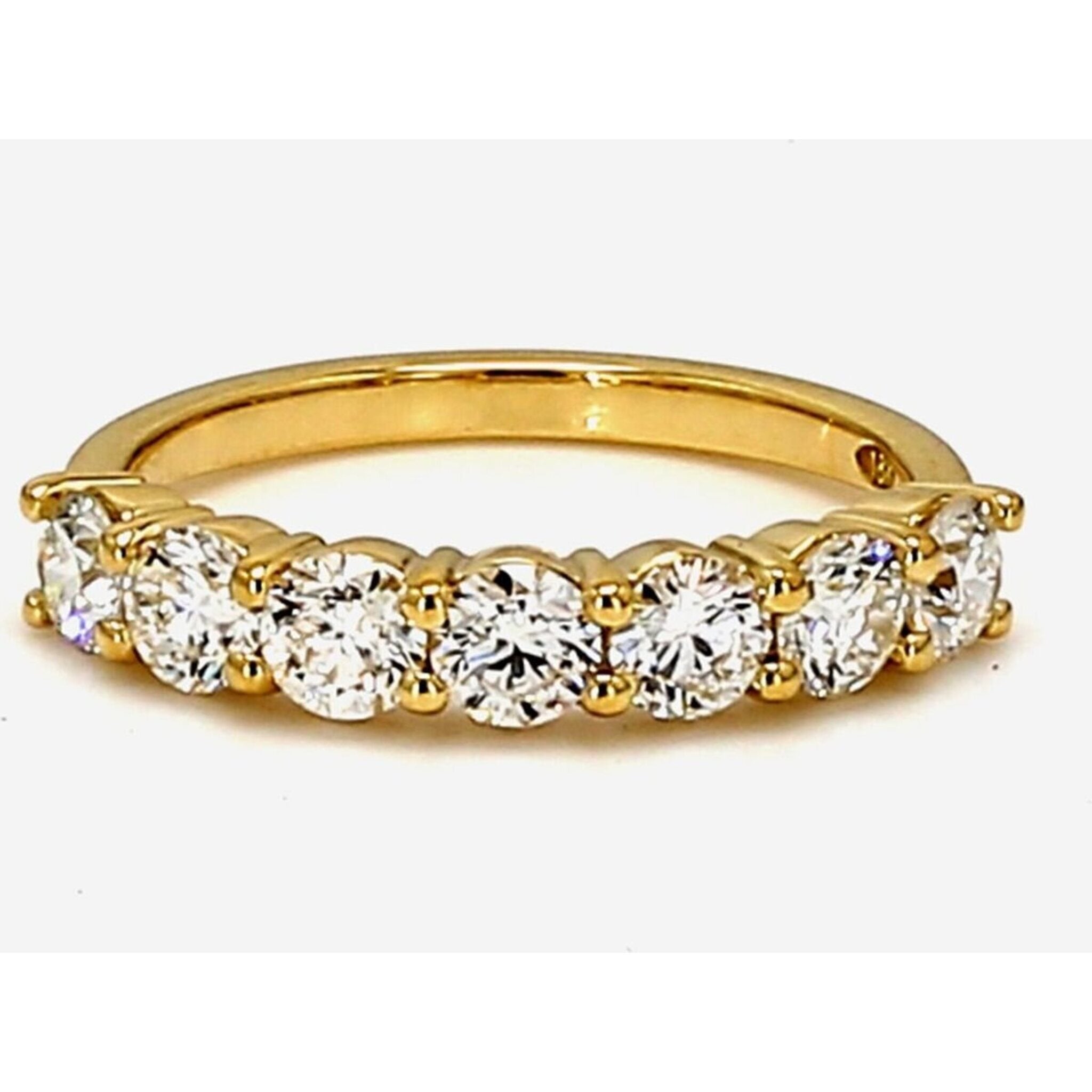 Ninacci 18K Yellow Gold 7-Stone Diamond Band Ring - 0.99 Carat Total Diamond Weight - Size 5