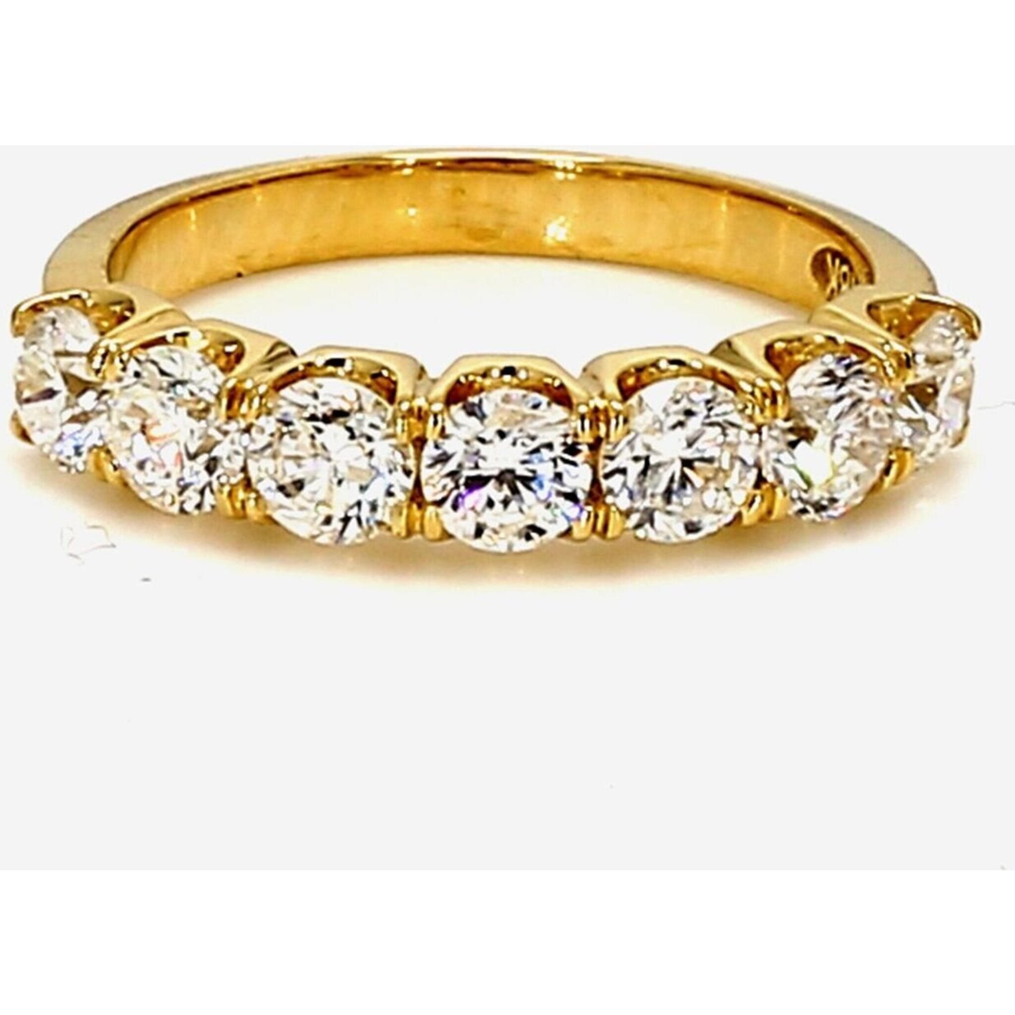Ninacci 18K Yellow Gold 7-Stone Diamond Band - Symbol of Eternal Love - Size 6.5