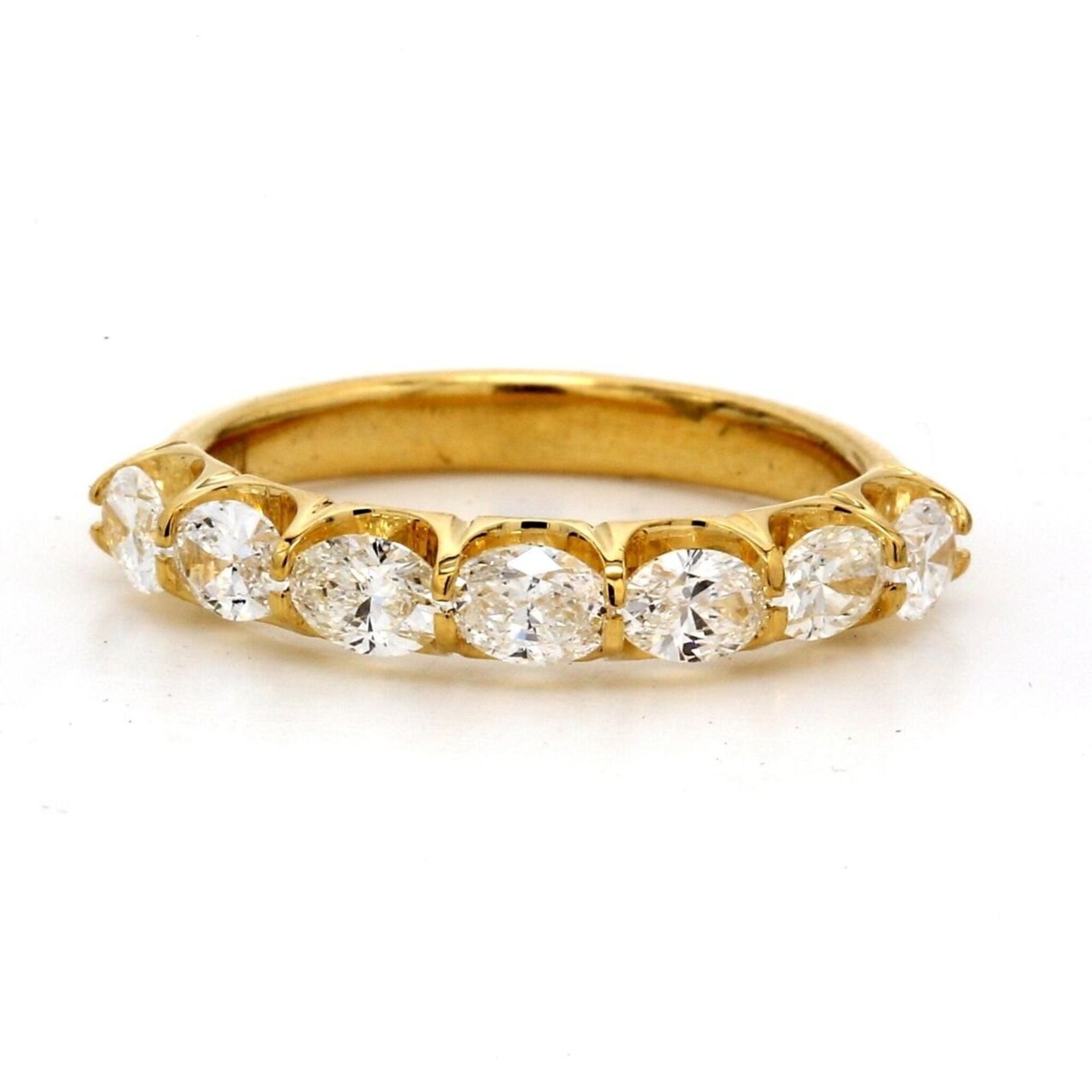 Ninacci 18K Yellow Gold 7-Stone East-to-West Diamond Band - 0.94 Carat Total Diamond Weight - Size 5.5