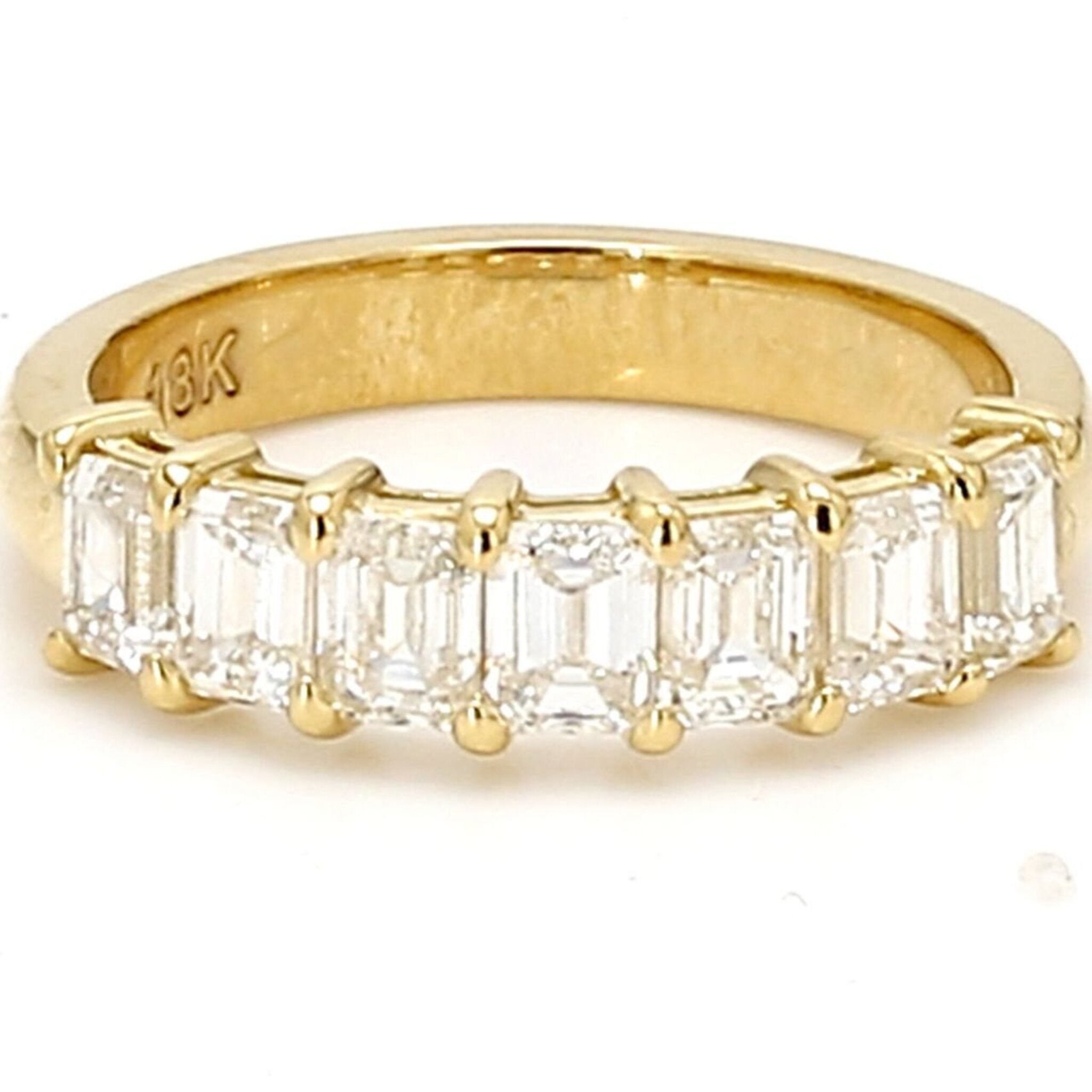 Ninacci 18K Yellow Gold 7-Stone Emerald-Cut Diamond Band - 0.60 Carat Total Diamond Weight - Size 4.75