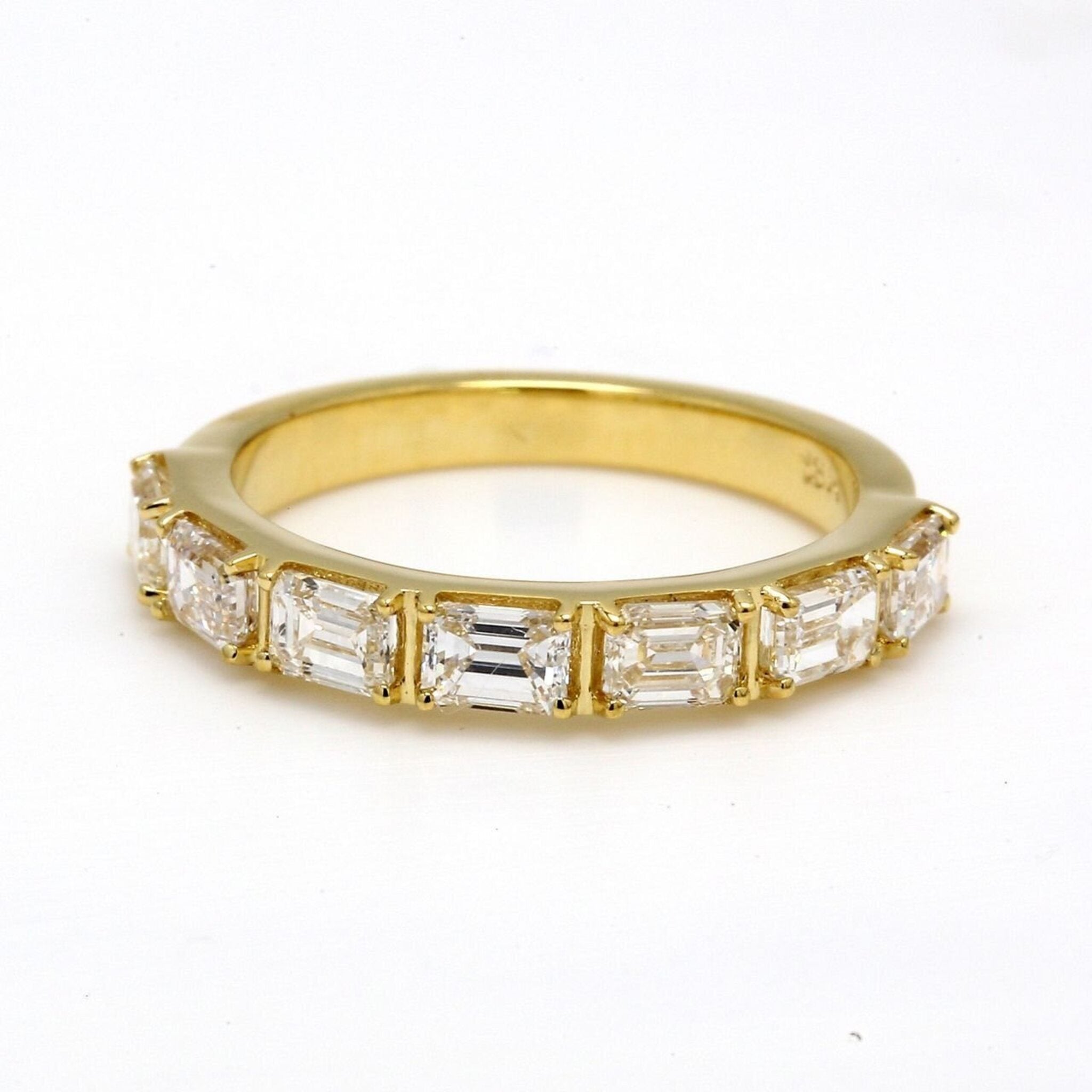 Ninacci 18K Yellow Gold 7-Stone Emerald Cut Diamond Band - 1.33 Carat Total Diamond Weight - Size 5.5