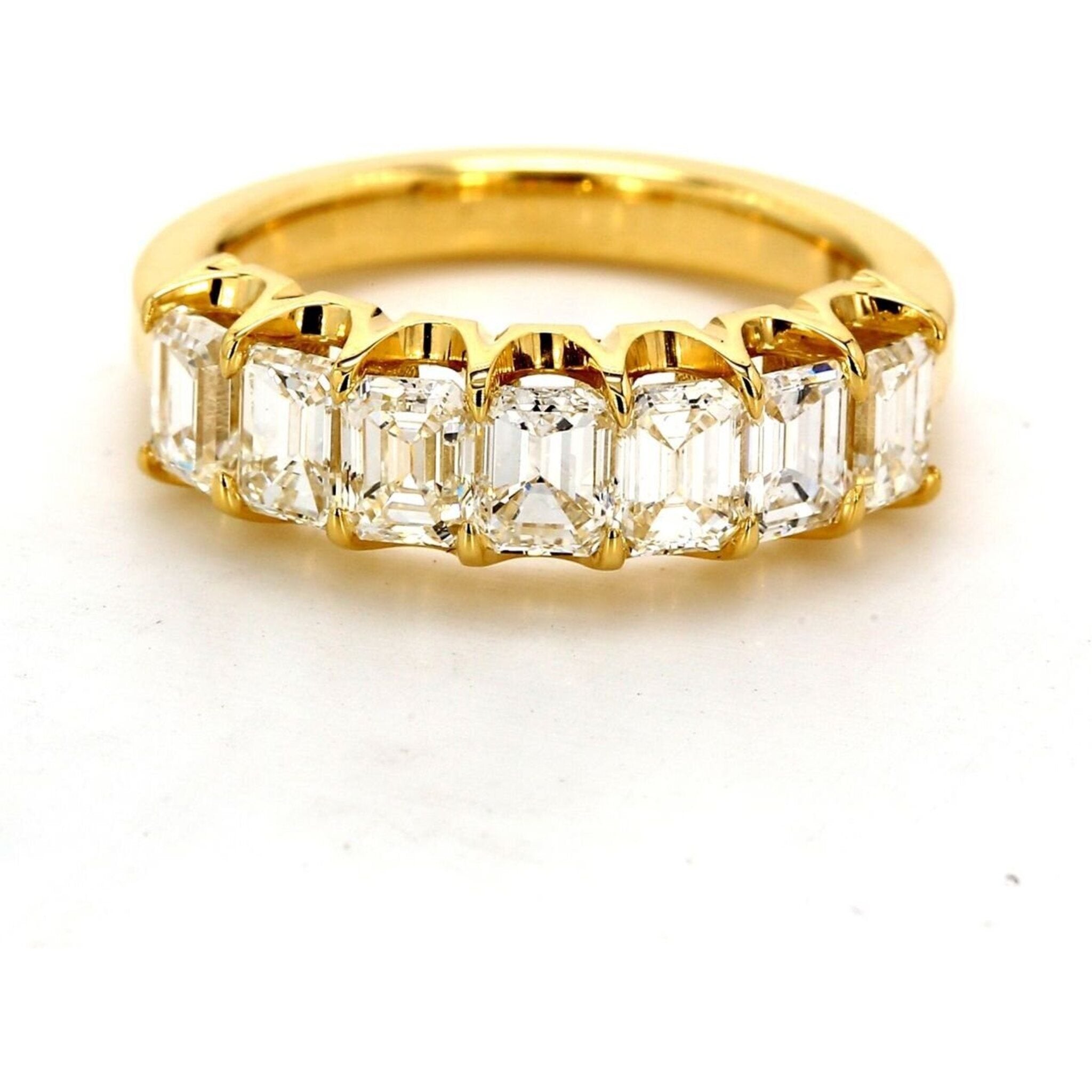 Ninacci 18K Yellow Gold 7-Stone Emerald-Cut Diamond Band - 1.59 Carat Total Diamond Weight - Size 4.75