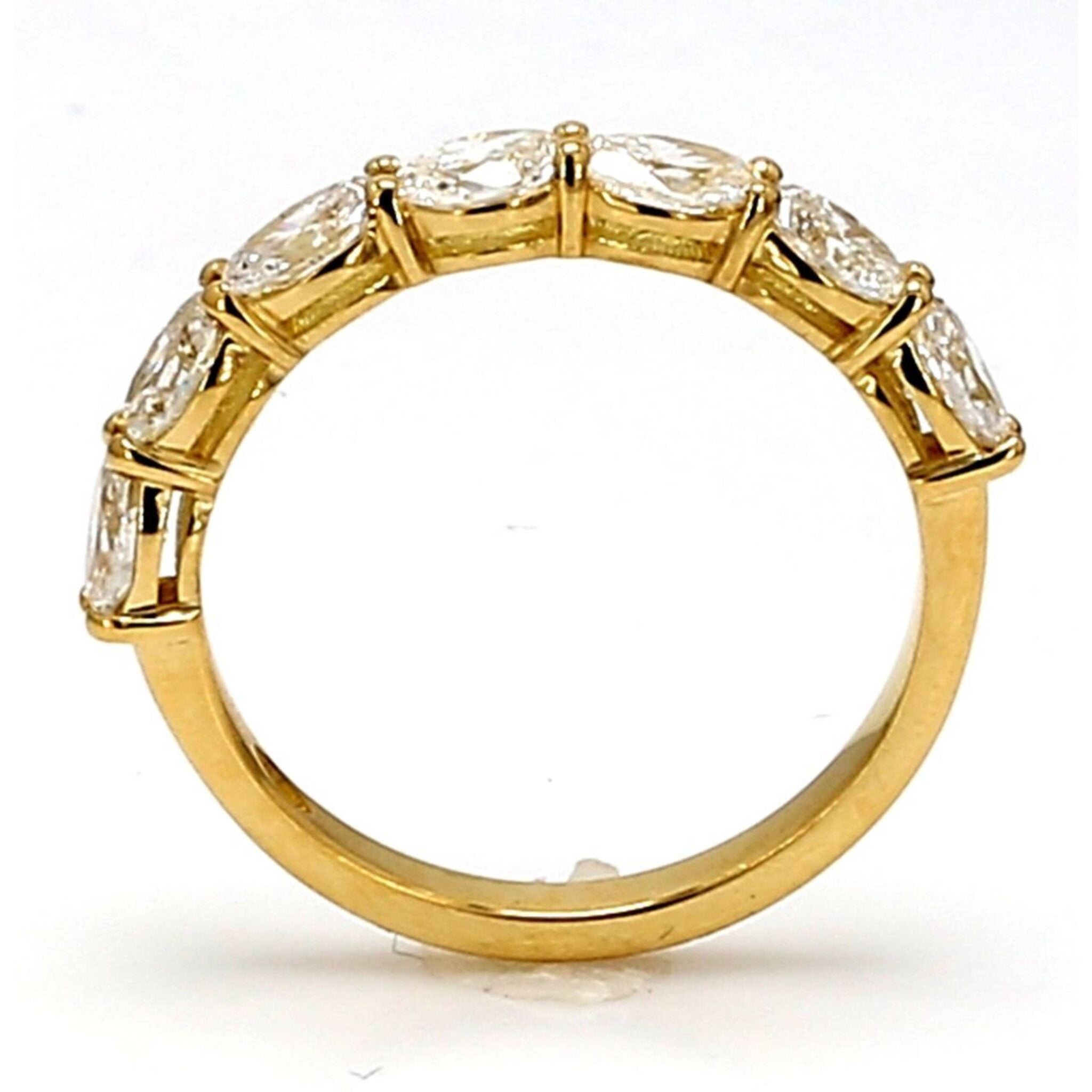 Ninacci 18K Yellow Gold 7-Stone Oval-Cut Diamond Band Ring - 0.96 Carat Total Diamond Weight - Size 5.5
