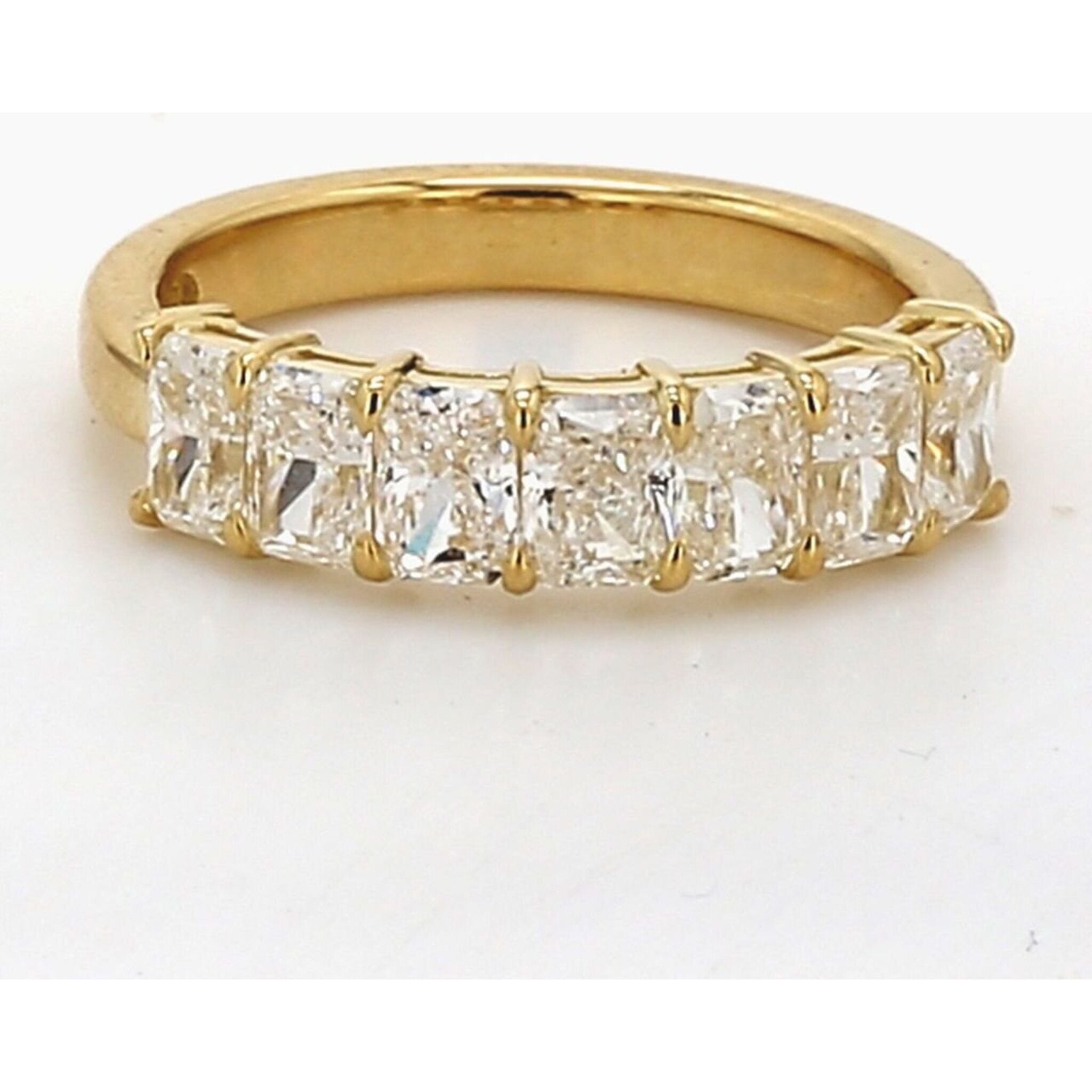 Ninacci 18K Yellow Gold 7-Stone Radiant Cut Diamond Band - 1.74 Carat Total Diamond Weight - Size 5.75
