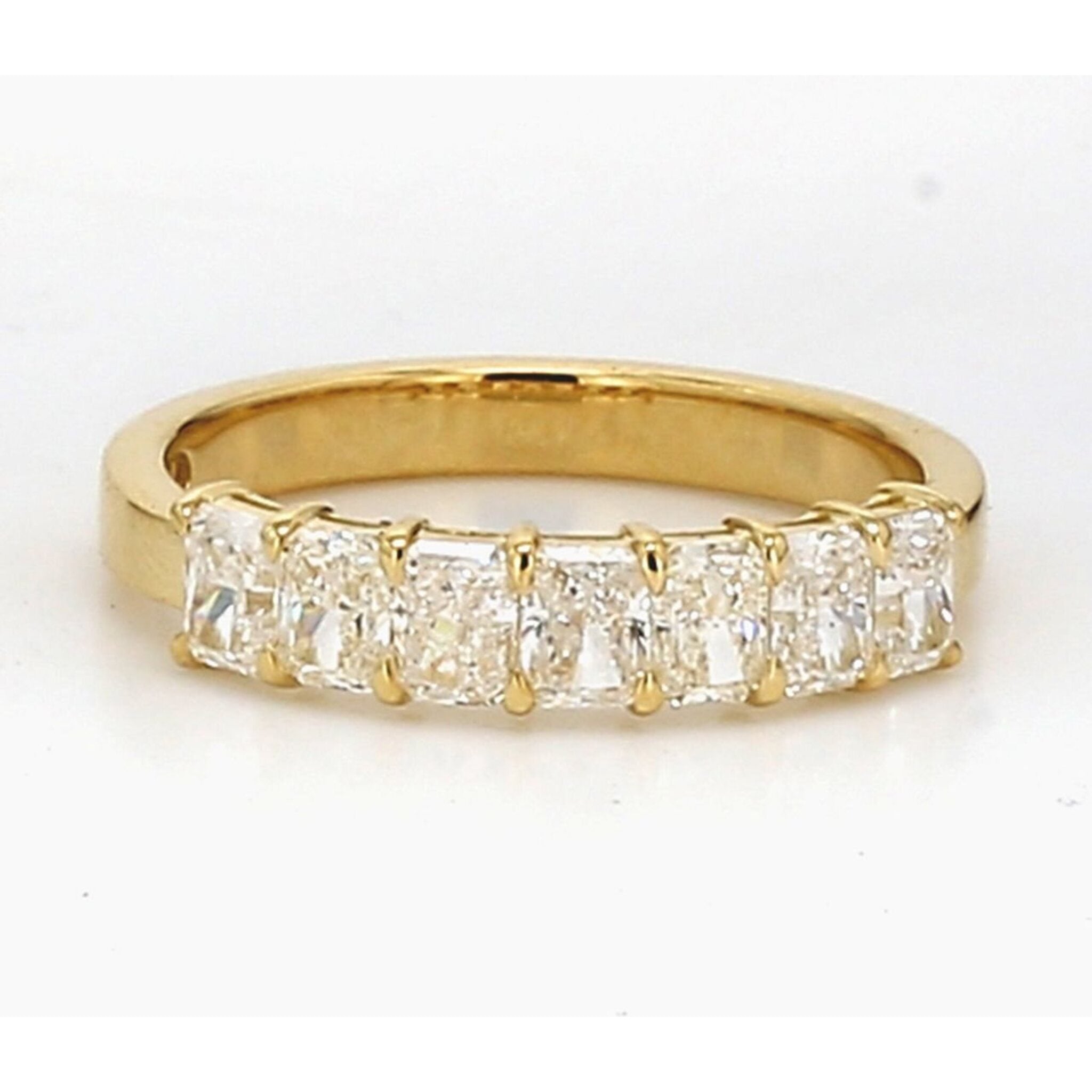 Ninacci 18K Yellow Gold 7-Stone Radiant Diamond Band - 1.03 Carat Total Diamond Weight - Size 5.5