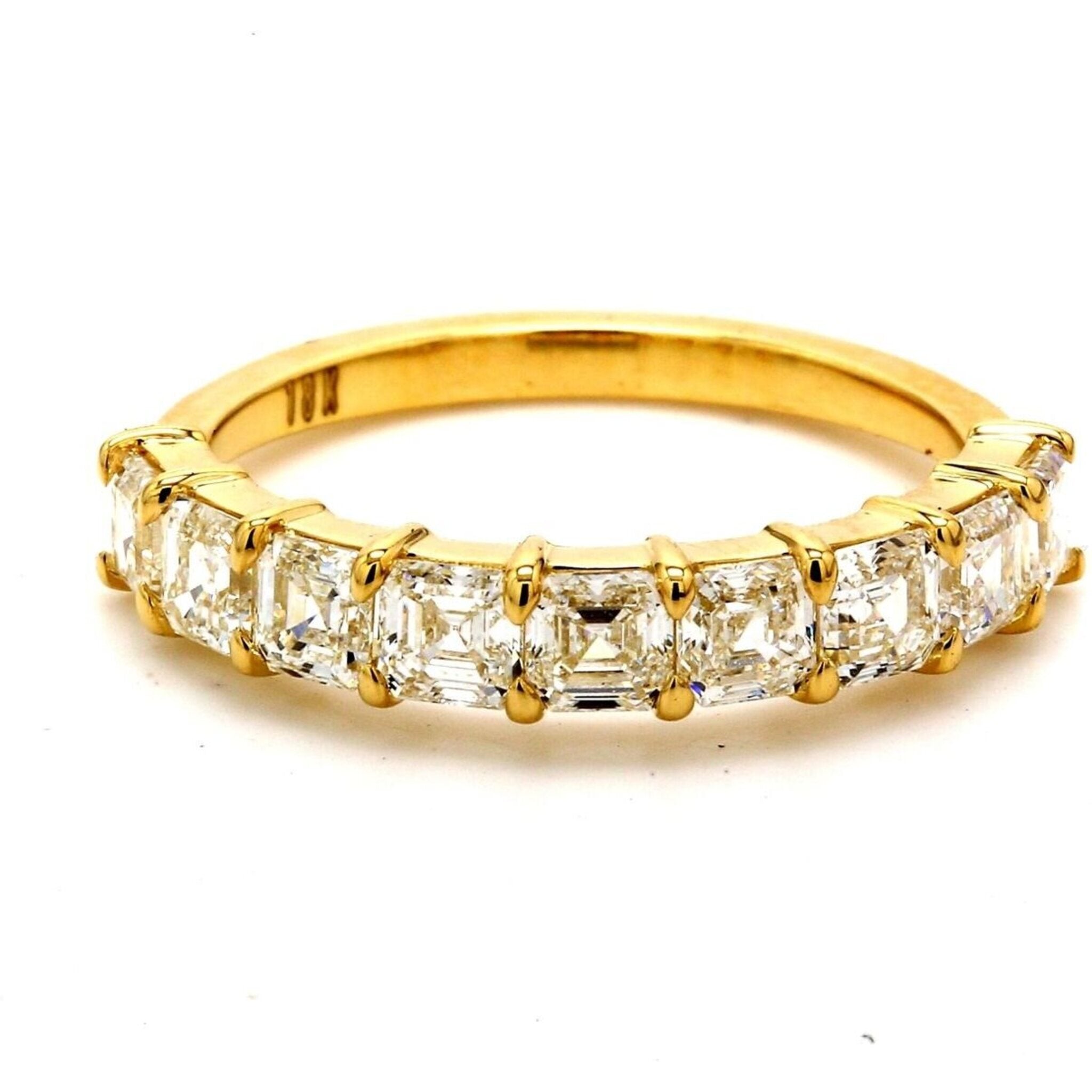 Ninacci 18K Yellow Gold 9-Stone Asscher-Cut Diamond Band Ring - 1.88 Carat Total Diamond Weight - Size 7.5