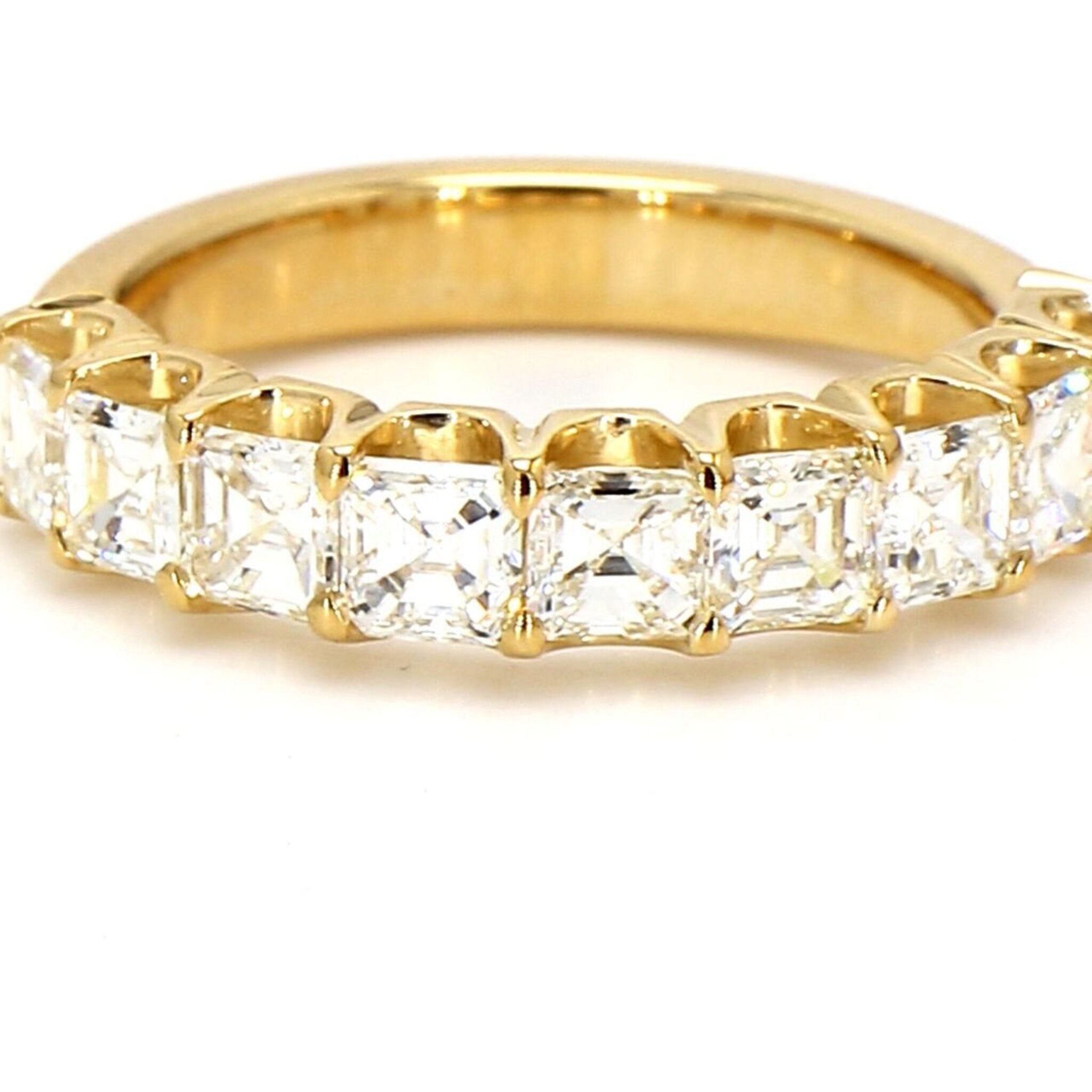 Ninacci 18K Yellow Gold 9-Stone Asscher Cut Diamond Band Ring - 1.98 Carat Total Diamond Weight - Size 7.5