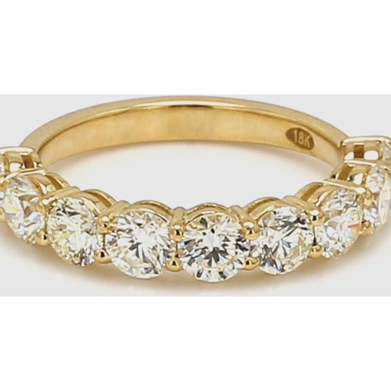 Ninacci 18K Yellow Gold 9-Stone Diamond Band Ring - 1.87 Carats Total Weight - Size 6.0