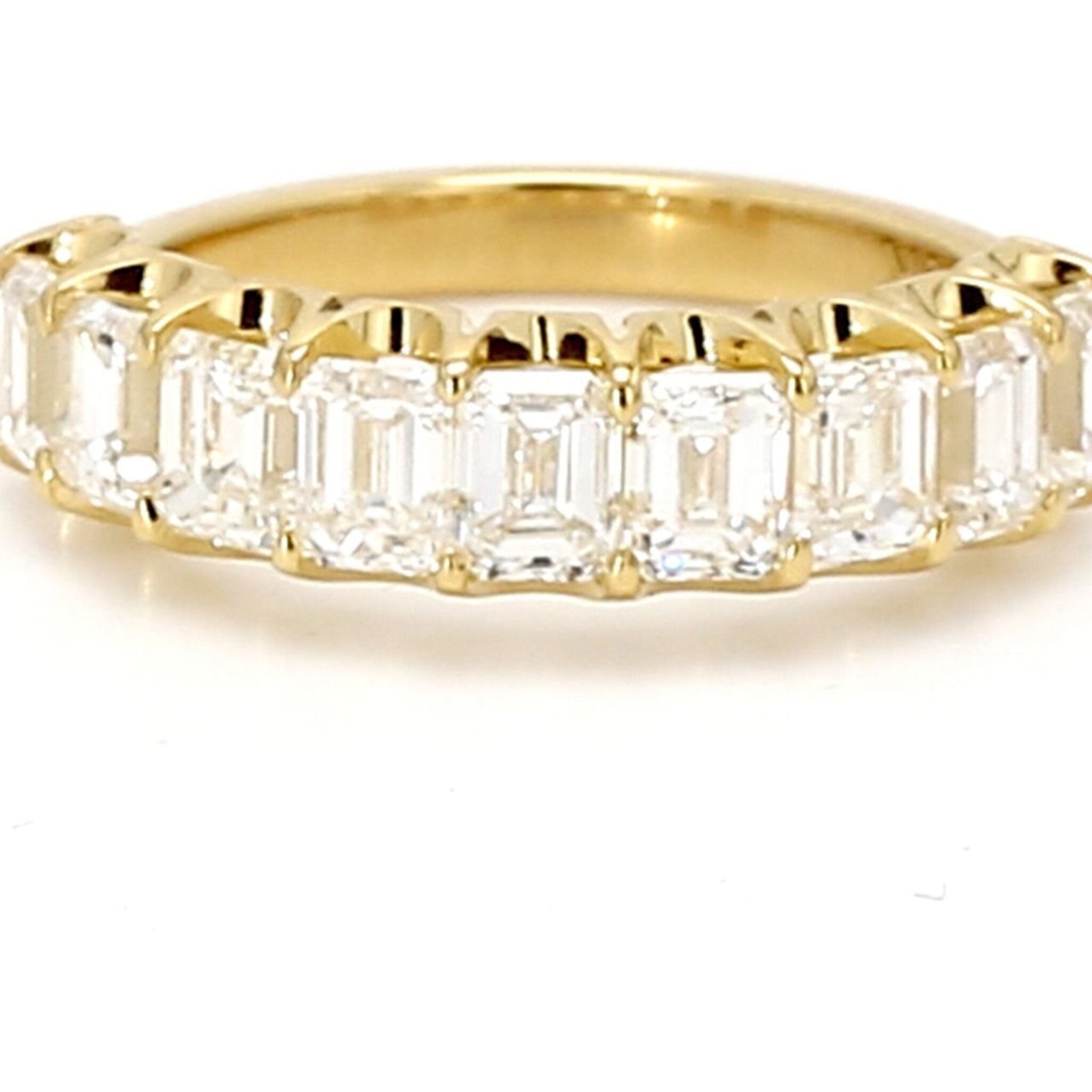 Ninacci 18K Yellow Gold 9-Stone Emerald-Cut Diamond Band - 2.14 Carat Total Diamond Weight - Size 5.0