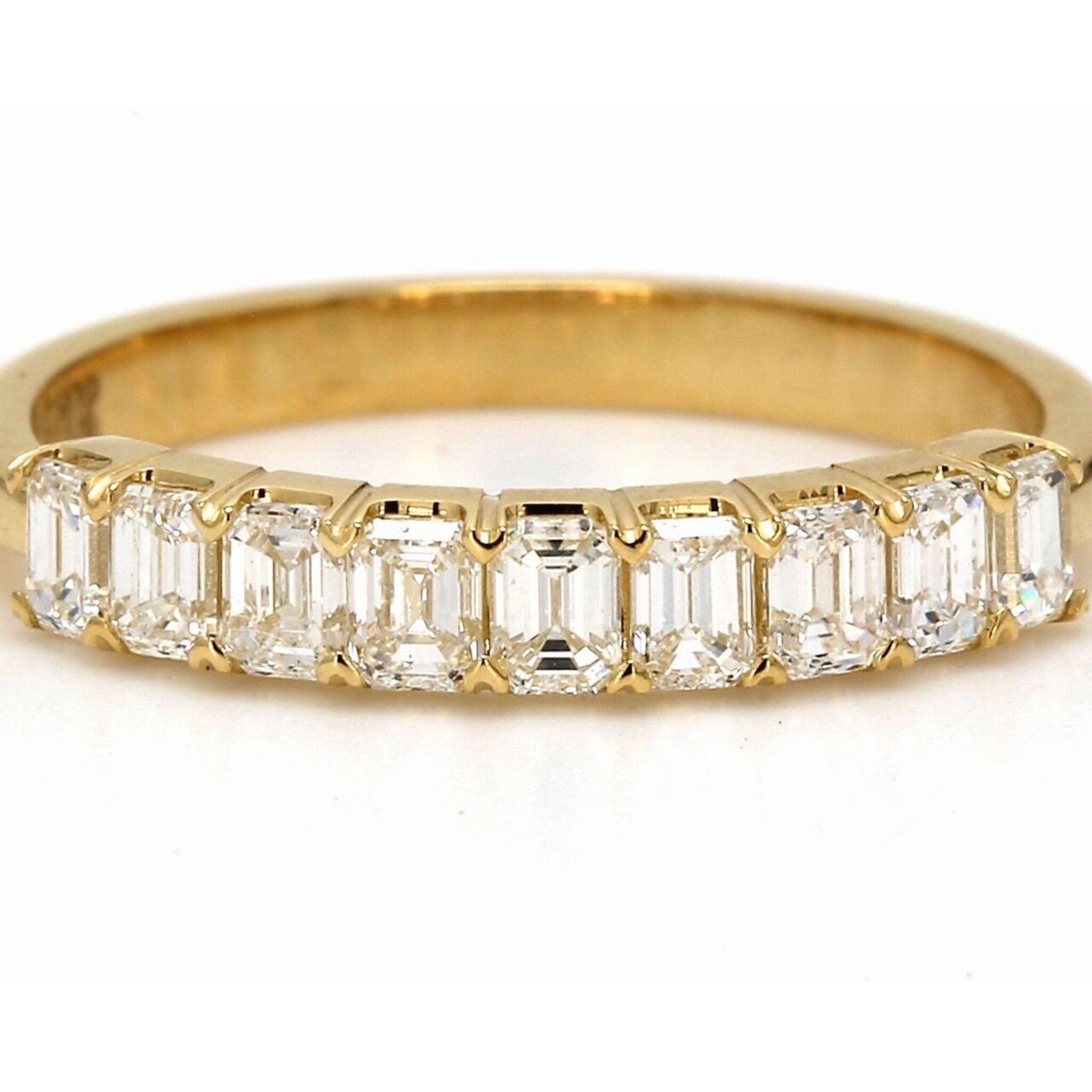 Ninacci 18K Yellow Gold 9-Stone Emerald Cut Diamond Band Ring - 0.80 Carat Total Diamond Weight - Size 6