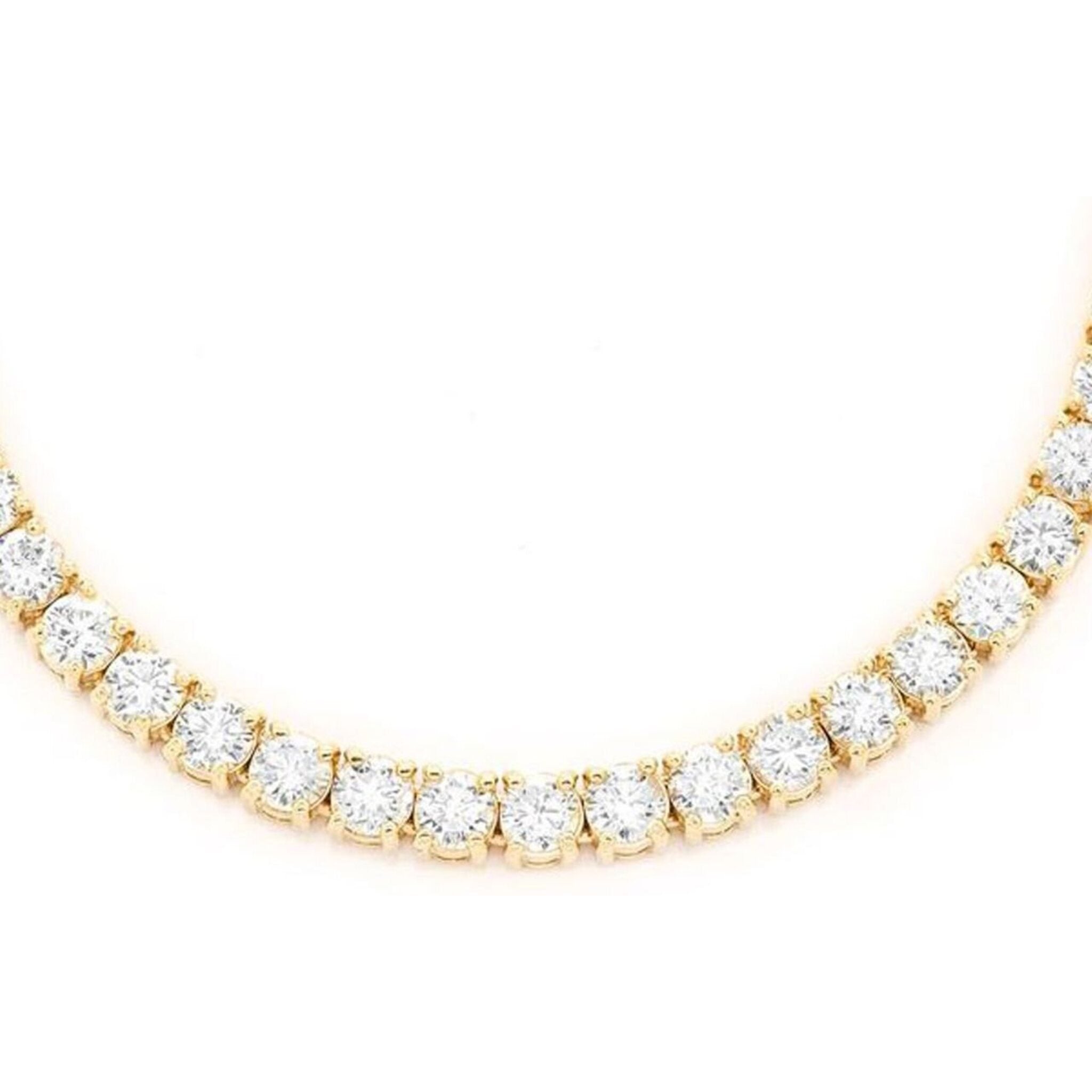 Ninacci 18K Yellow Gold Elegance: 24" Tennis Necklace with 20.62 Carats Round Diamonds