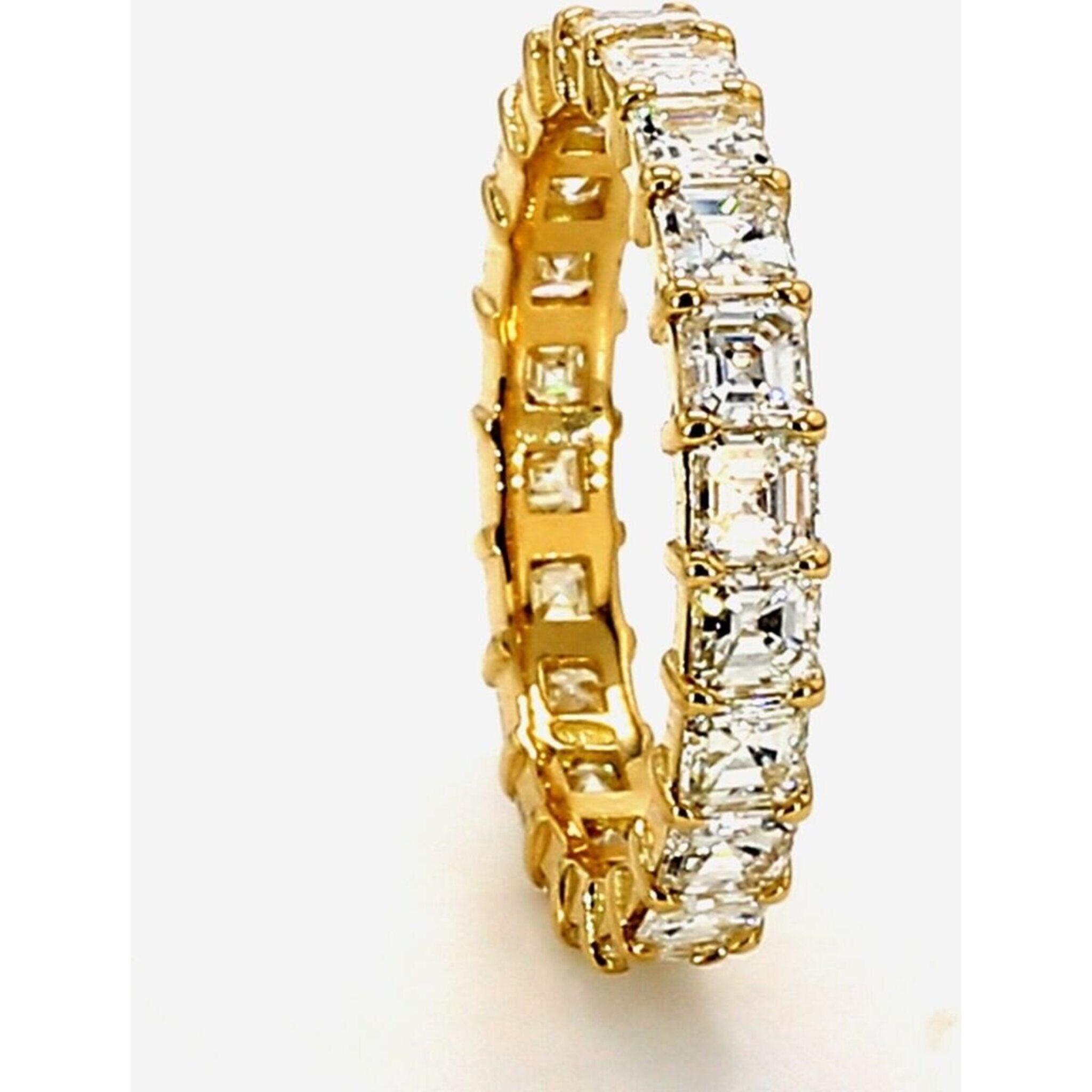Ninacci 18K Yellow Gold Eternity Band with 2.47 Carats Asscher Cut Diamonds - Size 6