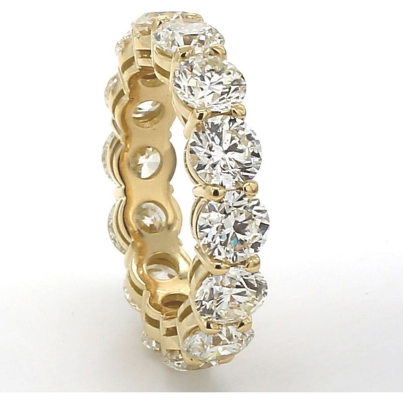 Ninacci 18K Yellow Gold Eternity Band with Basket Prong Set Round Diamonds - 7.03 Carat Total Diamond Weight - Size 7.0