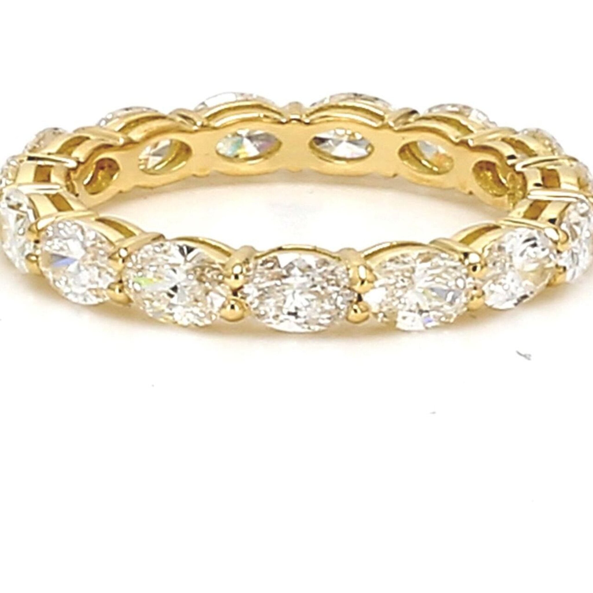 Ninacci 18K Yellow Gold Eternity Band with Oval Cut Diamonds - 2.03 Carat Total Diamond Weight - Size 5.5
