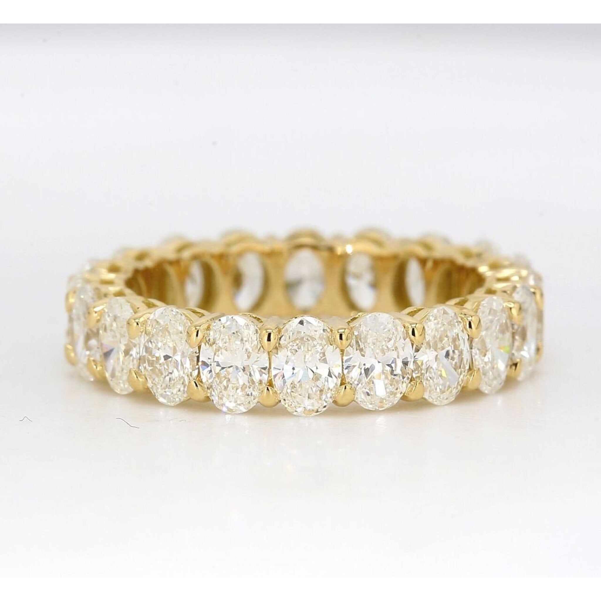 Ninacci 18K Yellow Gold Eternity Band with Oval Diamonds - 3.36 Carat Total Diamond Weight - Size 5.5