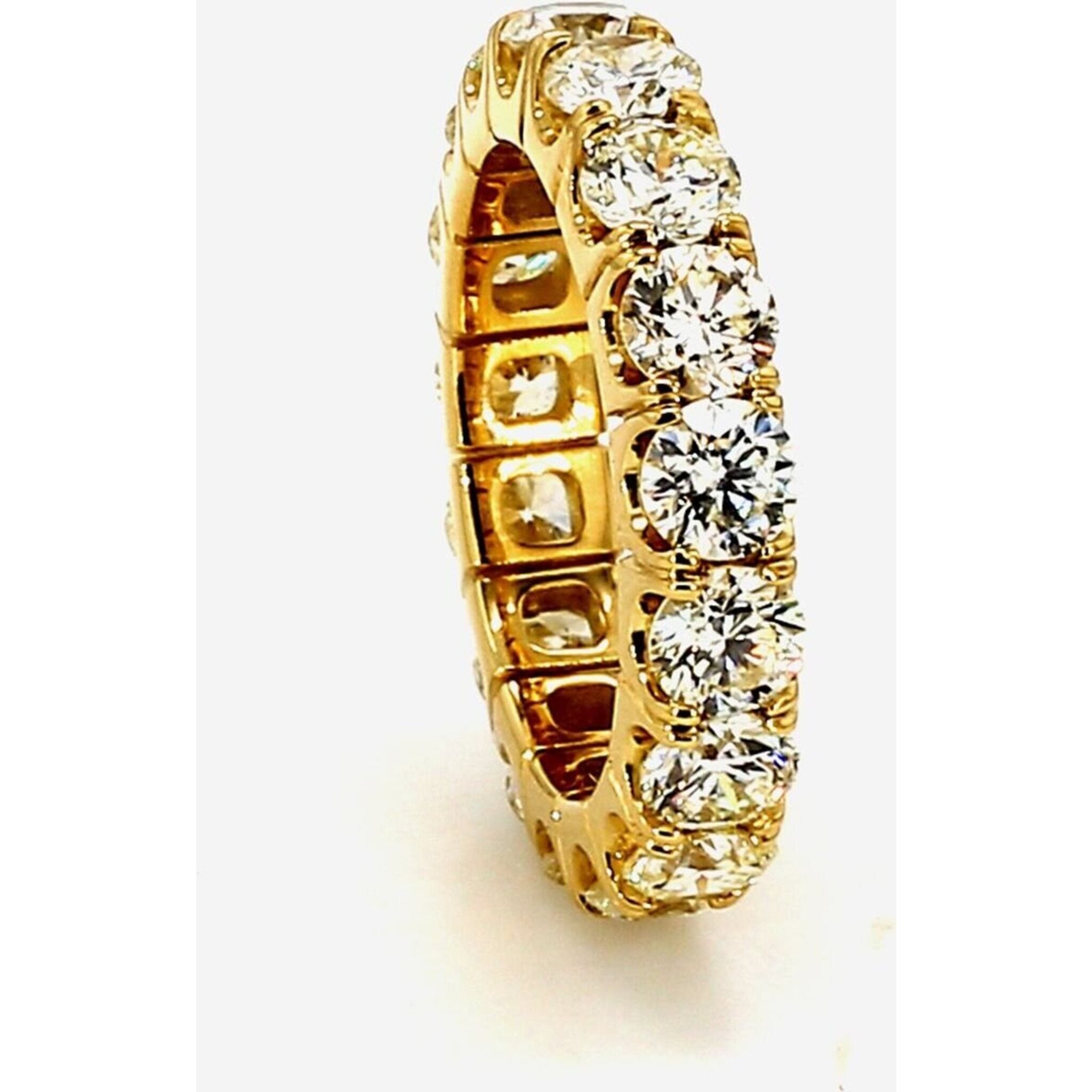 Ninacci 18K Yellow Gold Eternity Band with Prong-Set Round Diamonds - 4.14 Carat Total Diamond Weight - Size 6.0