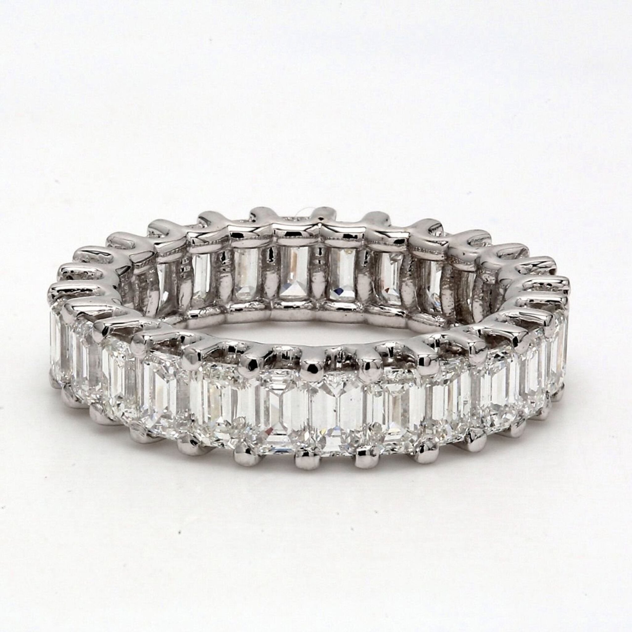 Ninacci 18K Yellow Gold Eternity Band with U-prong set Emerald Cut Diamonds - 4.22 Carat Total Diamond Weight - Size 5.25