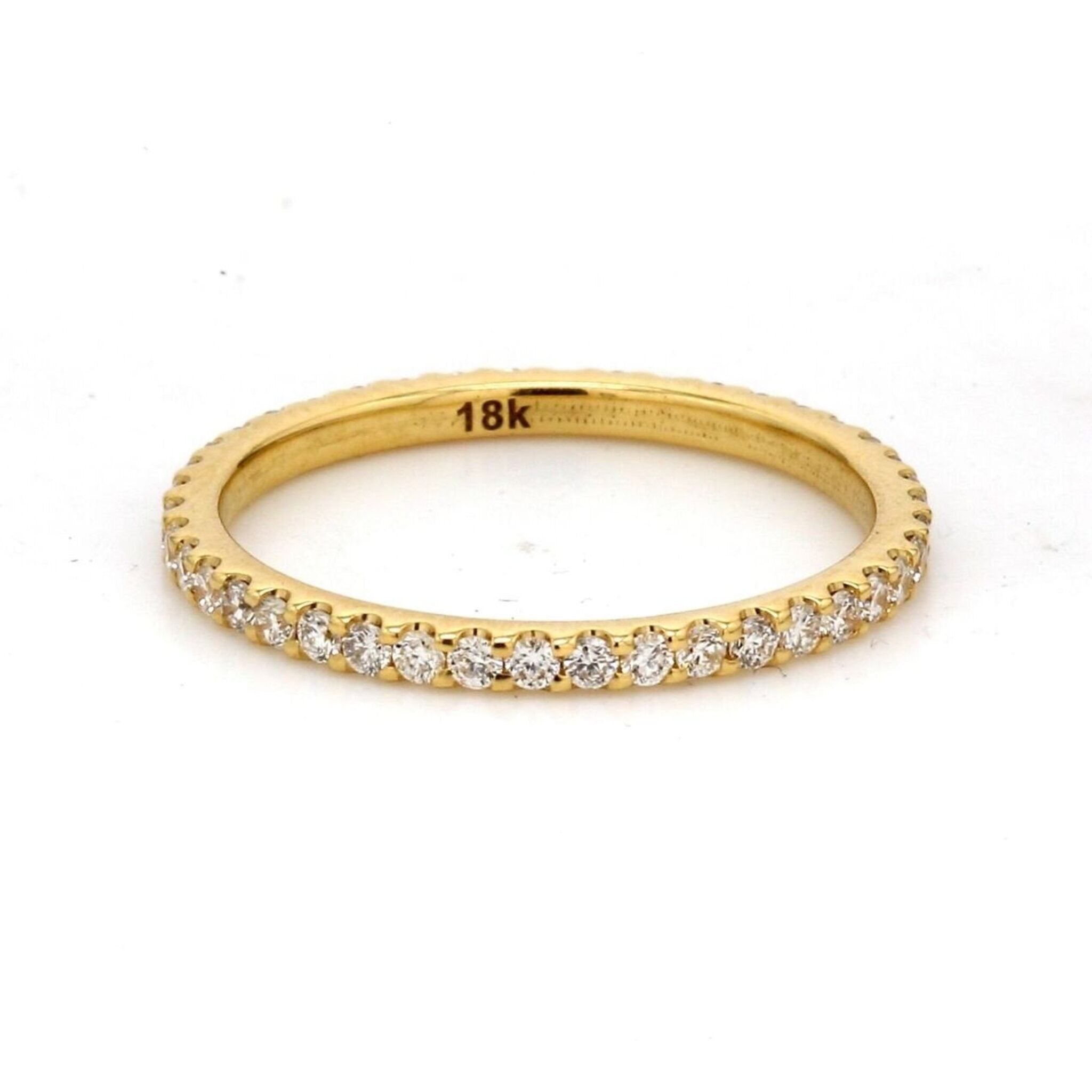 Ninacci 18K Yellow Gold Eternity Band with U-Prong Set Round Diamonds - 0.42 Carat Total Diamond Weight - Size 5.0