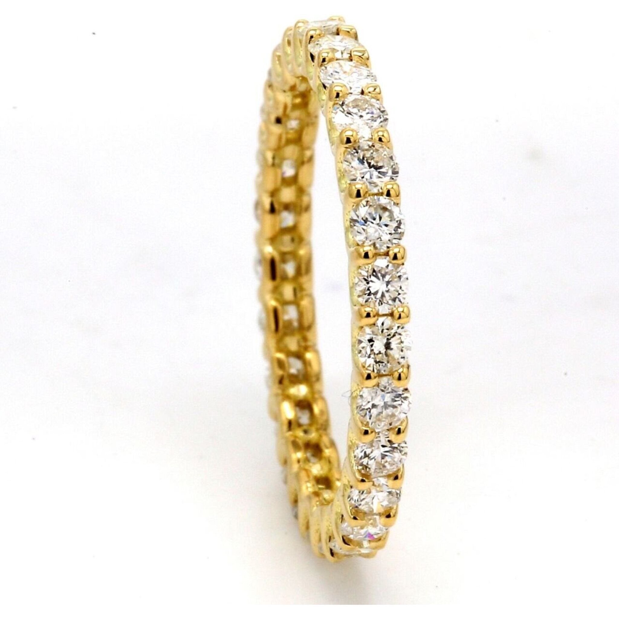Ninacci 18K Yellow Gold Eternity Band with U-Prong Set Round Diamonds - 0.78 Carat Total Diamond Weight - Size 4.0