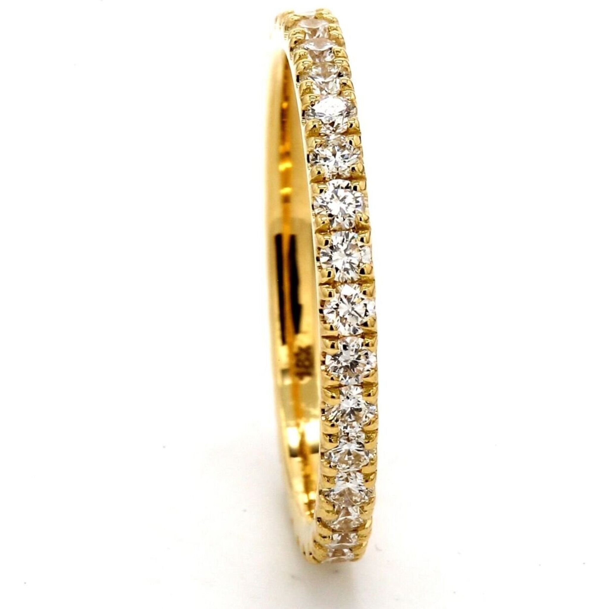 Ninacci 18K Yellow Gold Eternity Band with U-Prong Set Round Diamonds - 0.83 Carats Total Weight - Size 7.0
