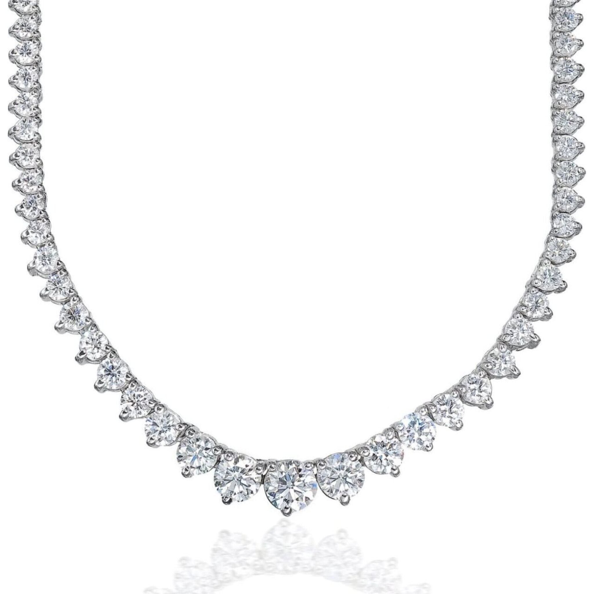 Ninacci Celestial Elegance 14K White Gold Tennis Necklace with 10.54 Carats Diamonds
