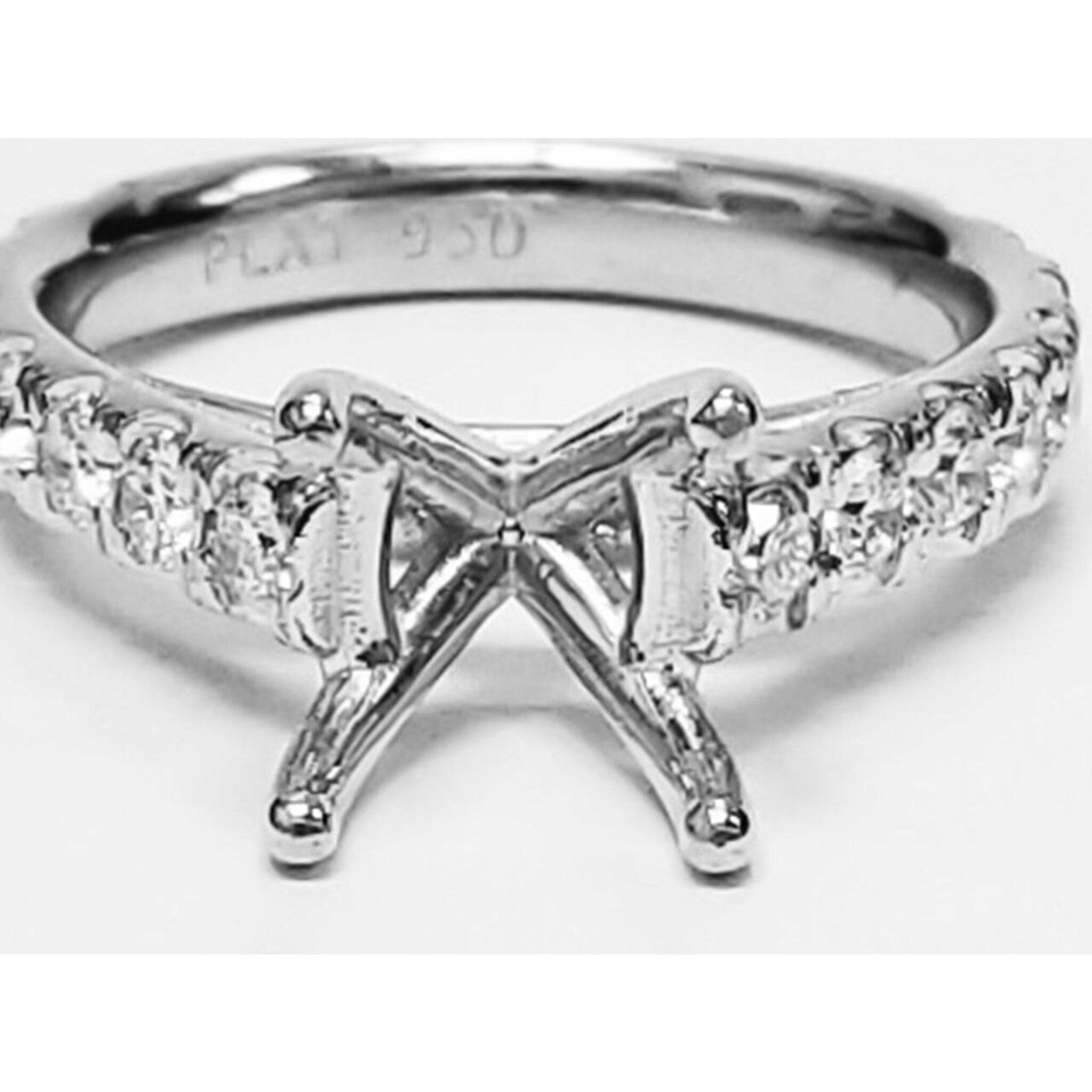 Ninacci Platinum 0.80 Carats Round Diamond Semi-mount Engagement Ring - Size 6.0