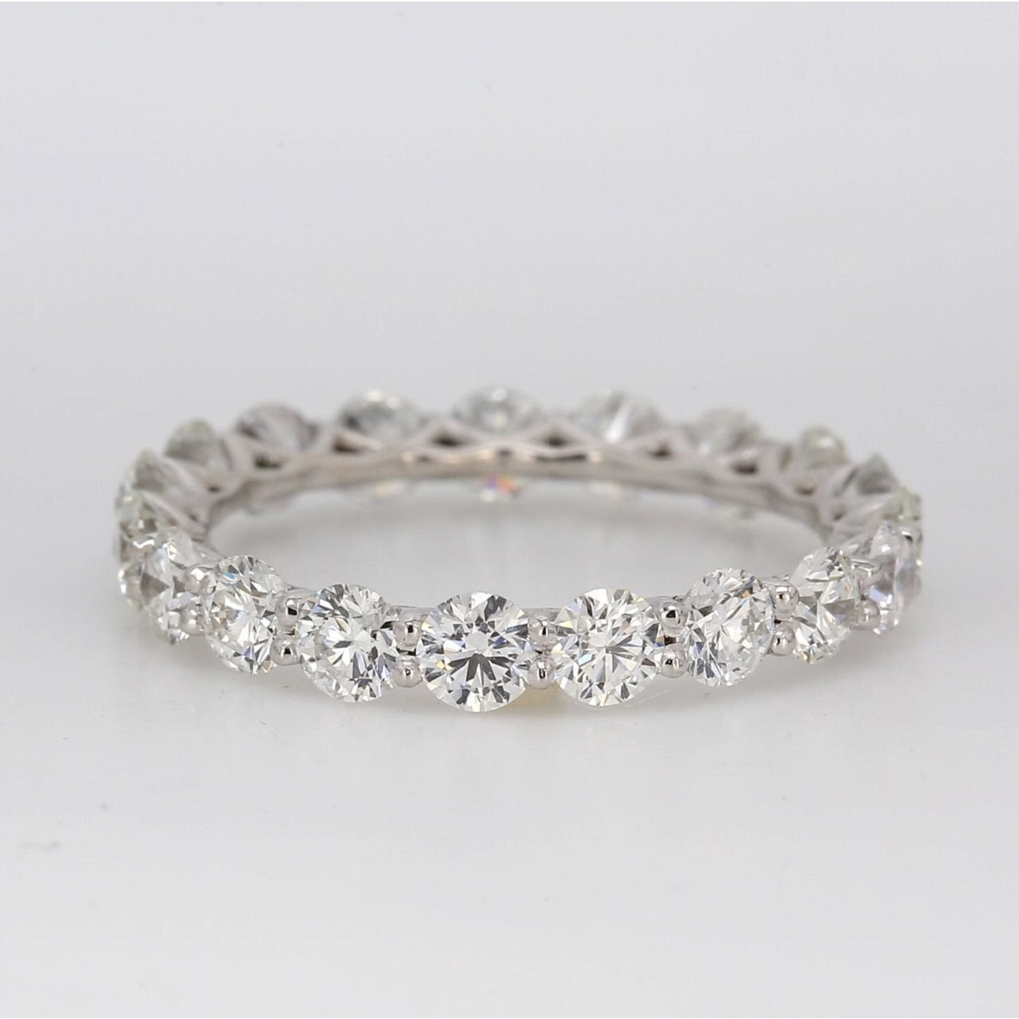 Ninacci Platinum 2.30 Carats Shared U-Prong Set Round Diamond Eternity Band - Size 6.0