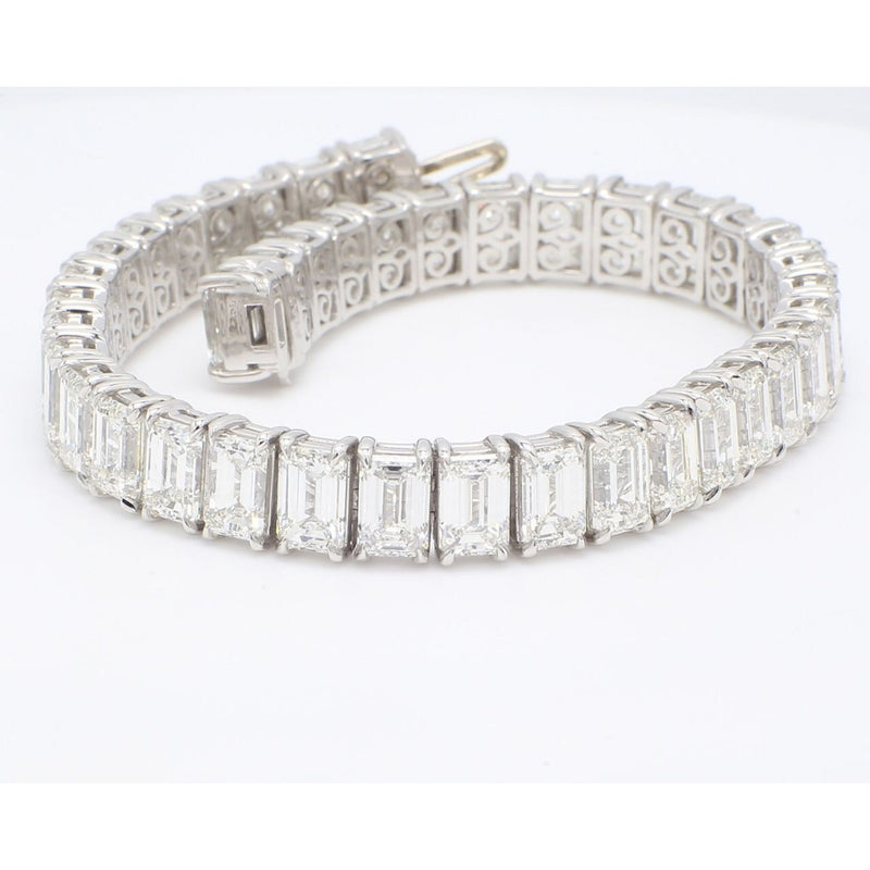 Ninacci Platinum 29.12 Carats VS+ Diamond Tennis Bracelet in Emerald C ...