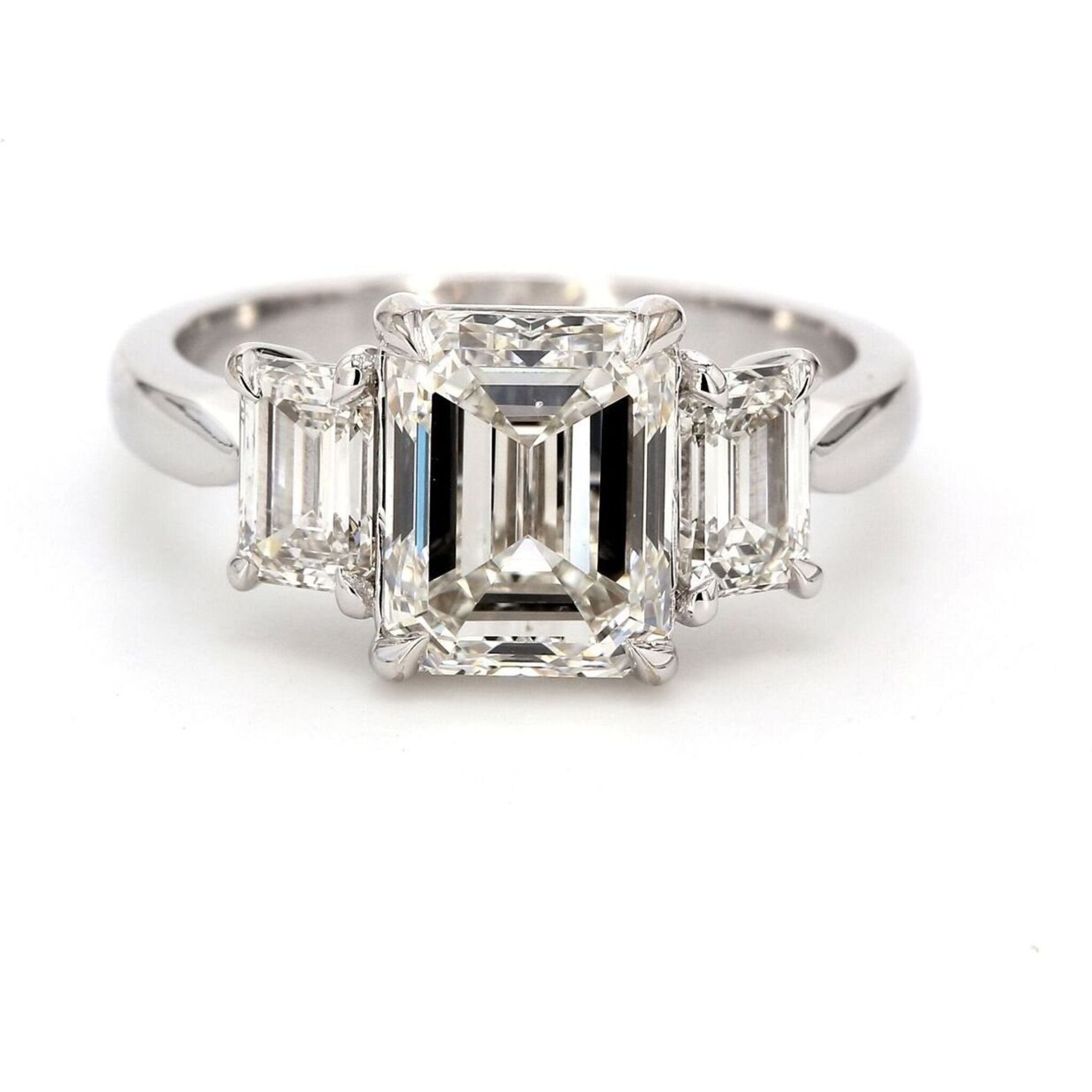 Ninacci Platinum 3-Stone Emerald Cut Diamond Engagement Ring - 1.01 Carat Total Diamond Weight - Size 6.25