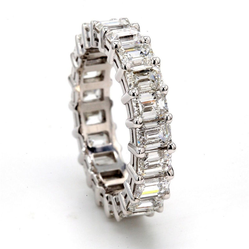 Ninacci Platinum 5.35 Carat Total Diamond Weight Emerald Cut Diamond Eternity Band - Size 6.5