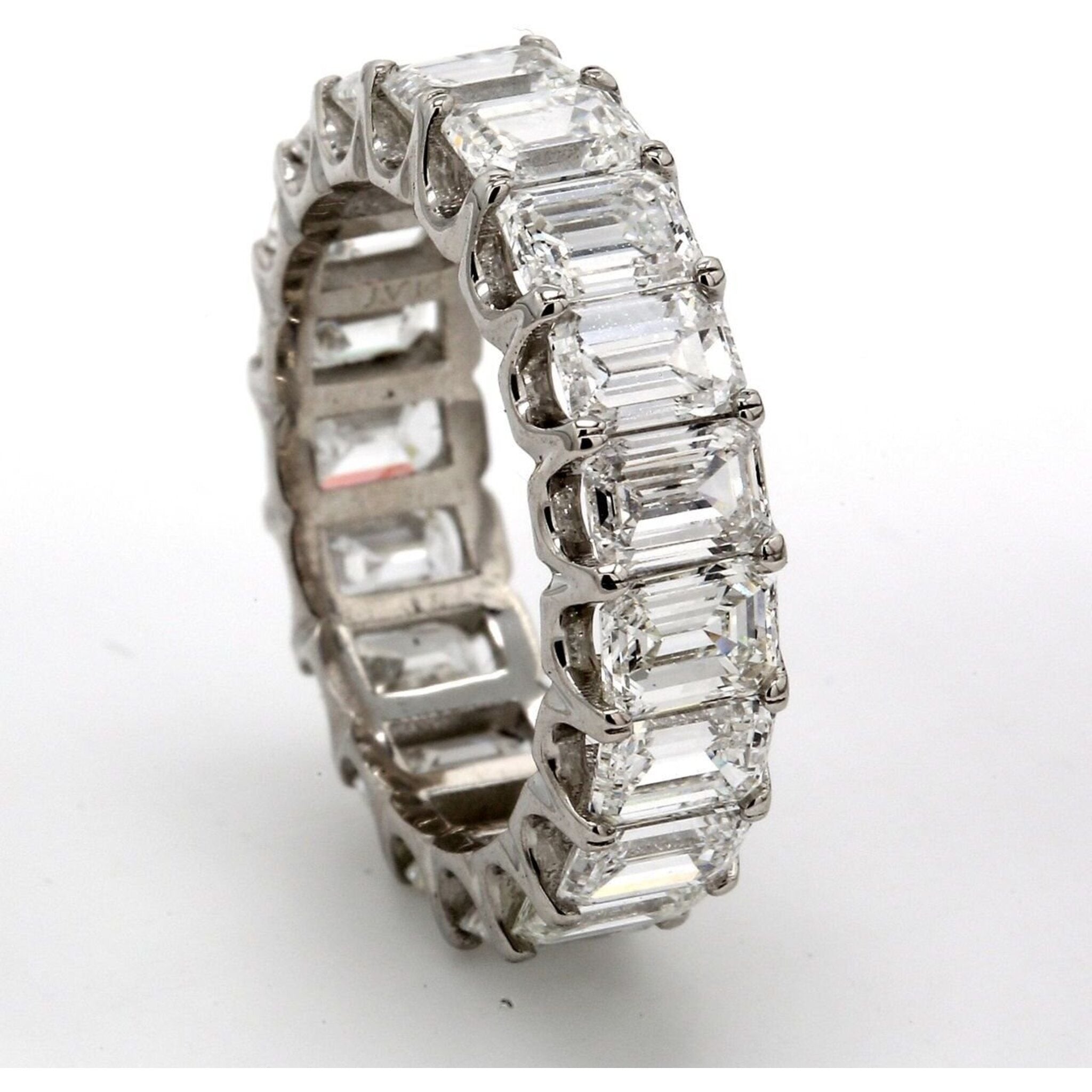 Ninacci Platinum 5.87 Carats Emerald Cut Diamond Eternity Band - Size 5.5