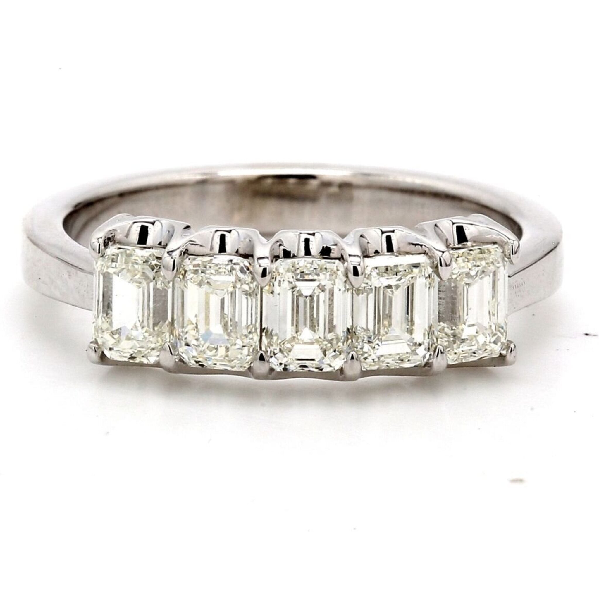 Ninacci Platinum 5-Stone Emerald Cut Diamond Band - 1.53 Carat Total Diamond Weight - Size 6.75