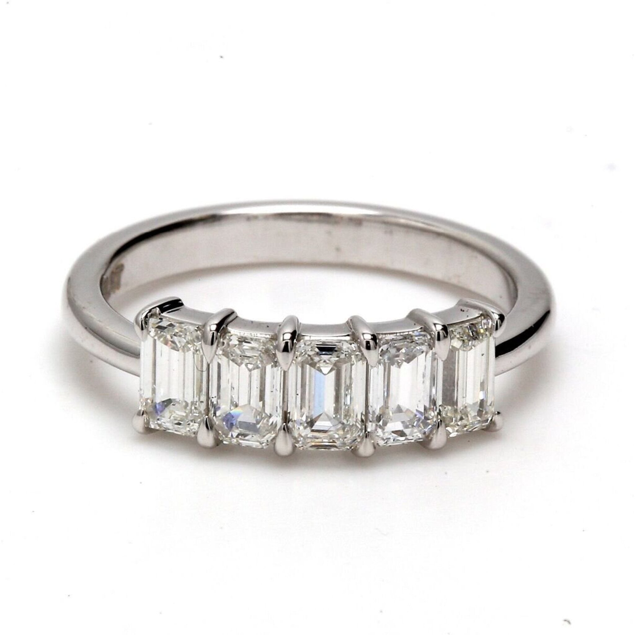 Ninacci Platinum 5-Stone Emerald Cut Diamond Engagement Ring - D1.26 Carat Total Diamond Weight - Size 5.5