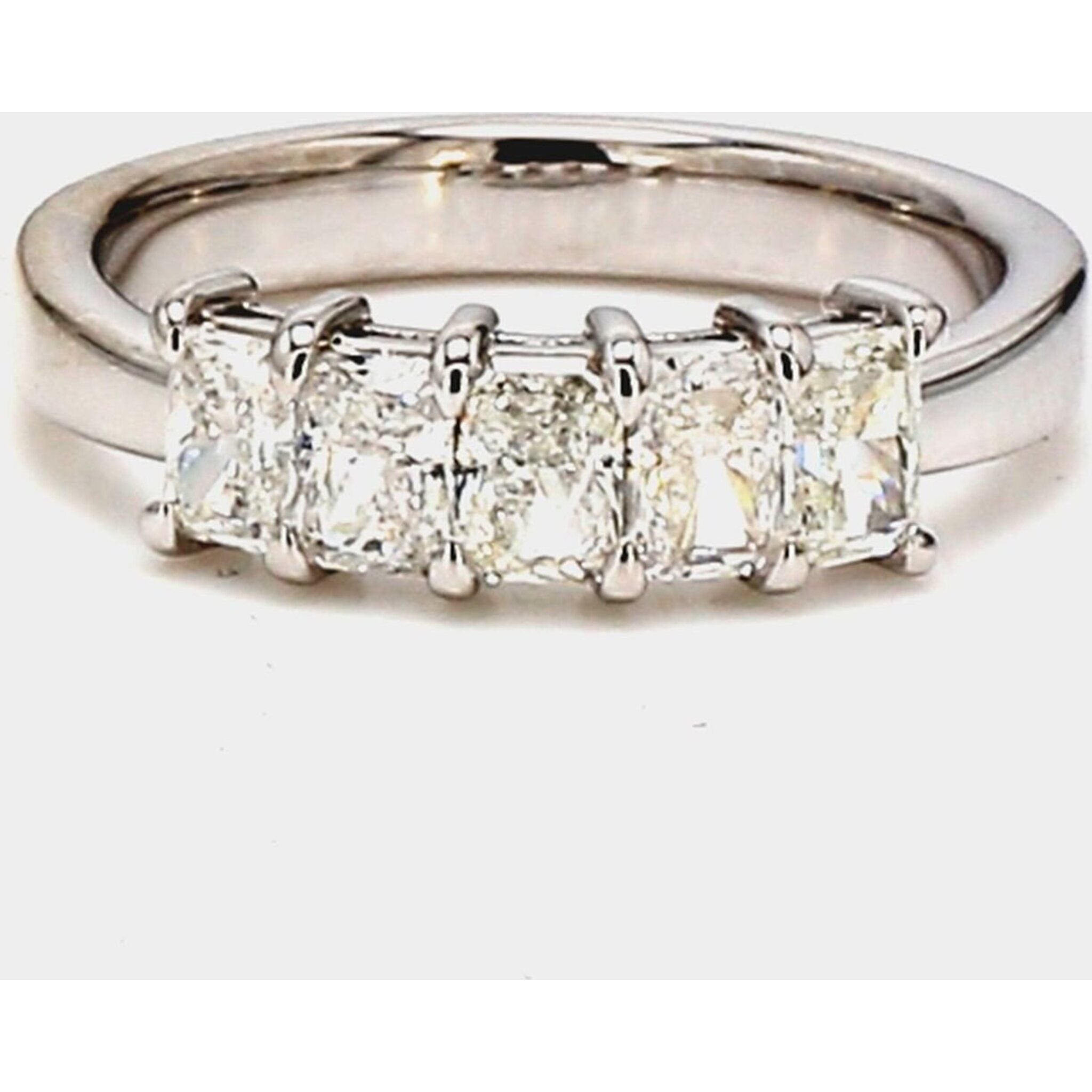 Ninacci Platinum 5-Stone Radiant Diamond Band - Elegance Redefined - Size 5.75