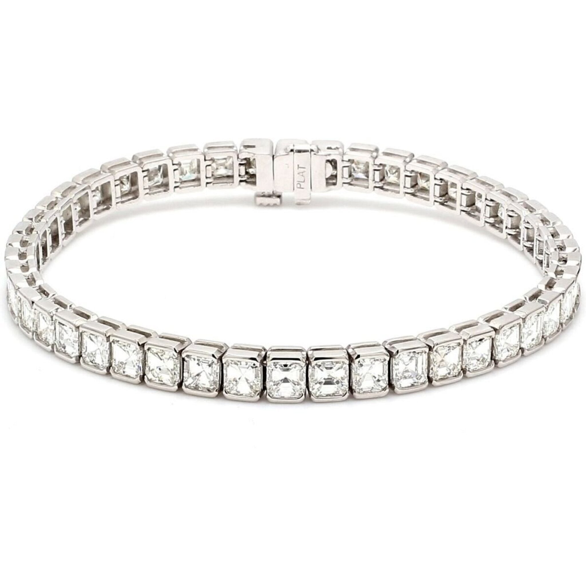 Ninacci Platinum 7" Asscher-cut Tennis Bracelet