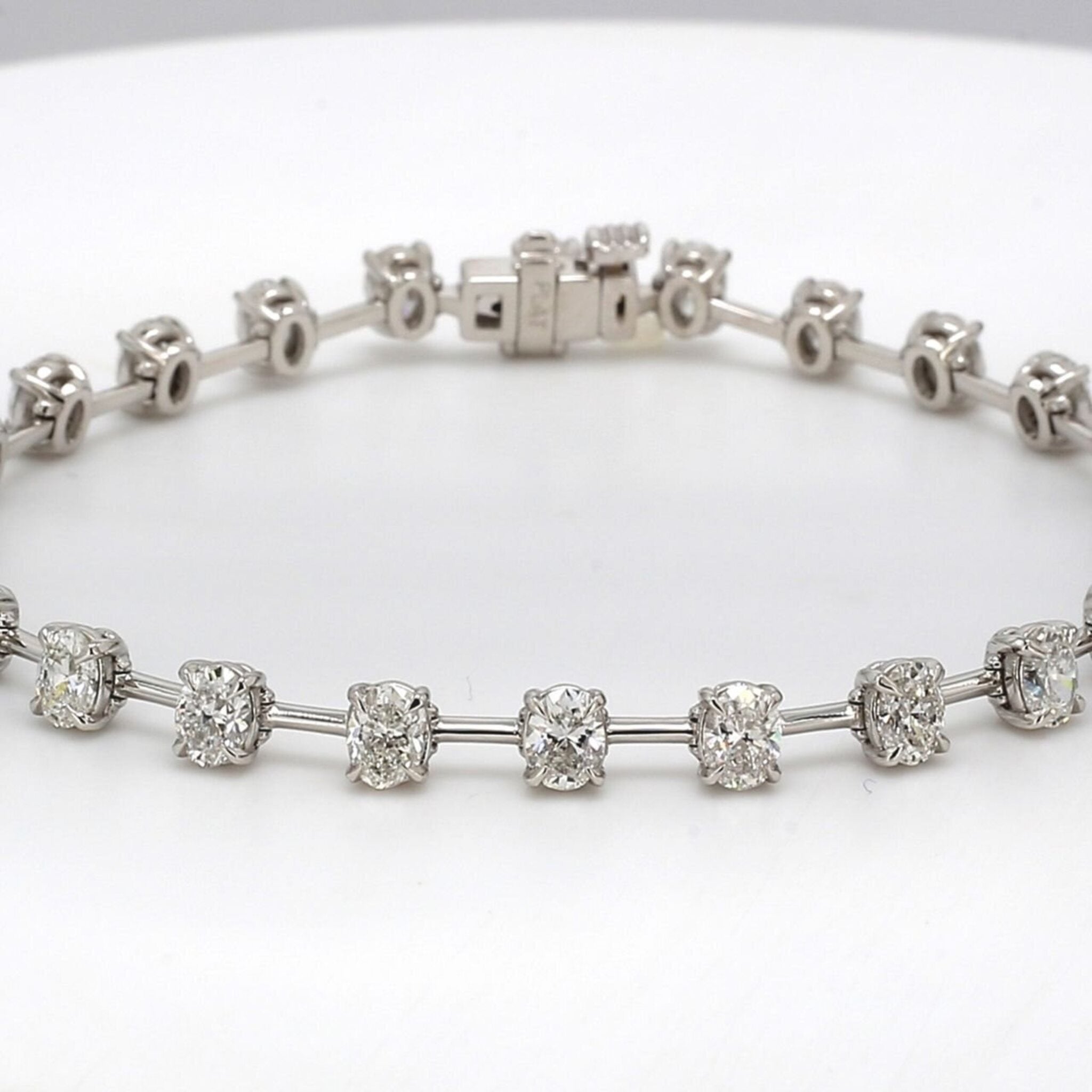 Ninacci Platinum 7" Bar Style Tennis Bracelet with Prong-Set Oval Diamonds - 5.75 Carat Total Diamond Weight