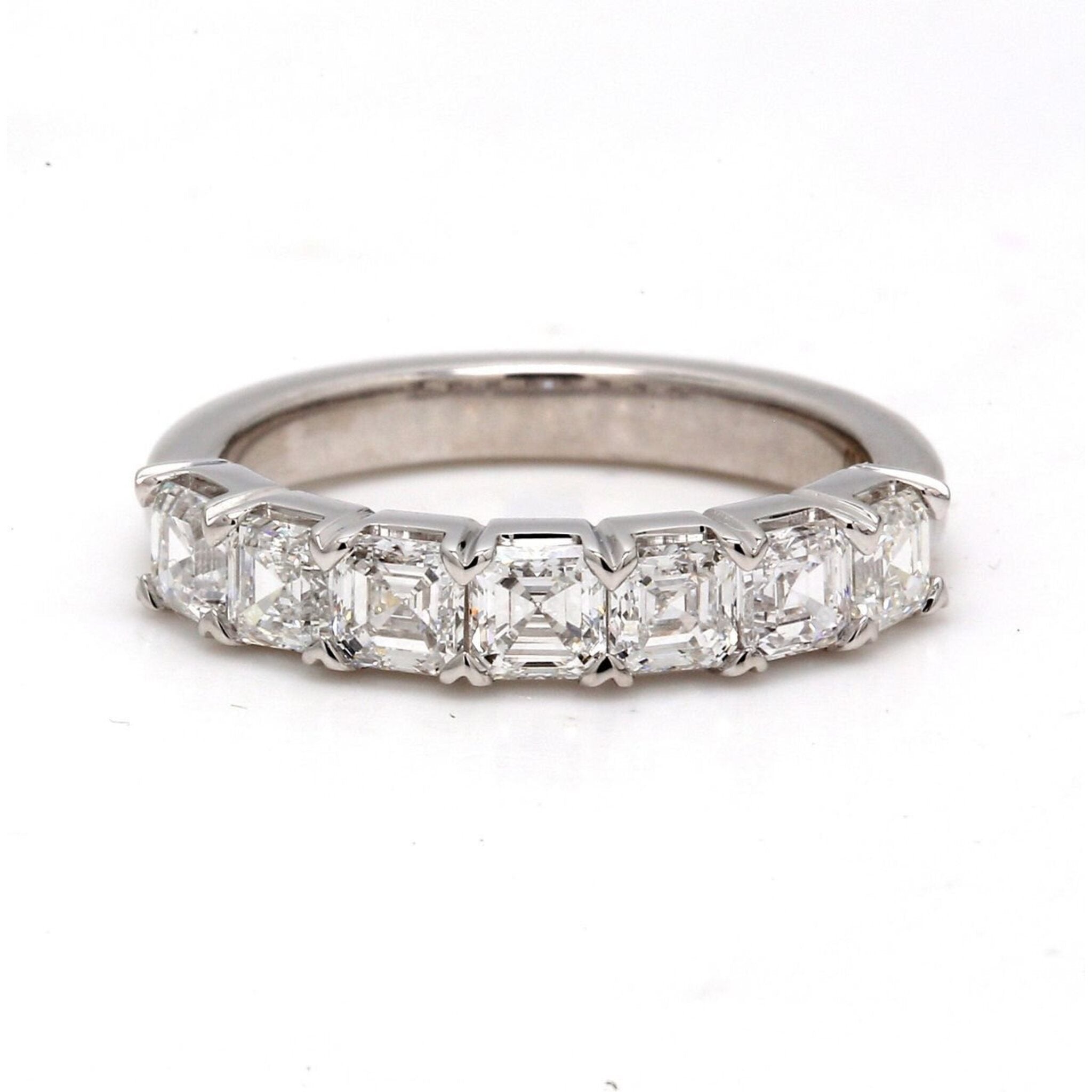 Ninacci Platinum 7-Stone Asscher Cut Diamond Band Ring - 1.52 Carat Total Diamond Weight - Size 6.0