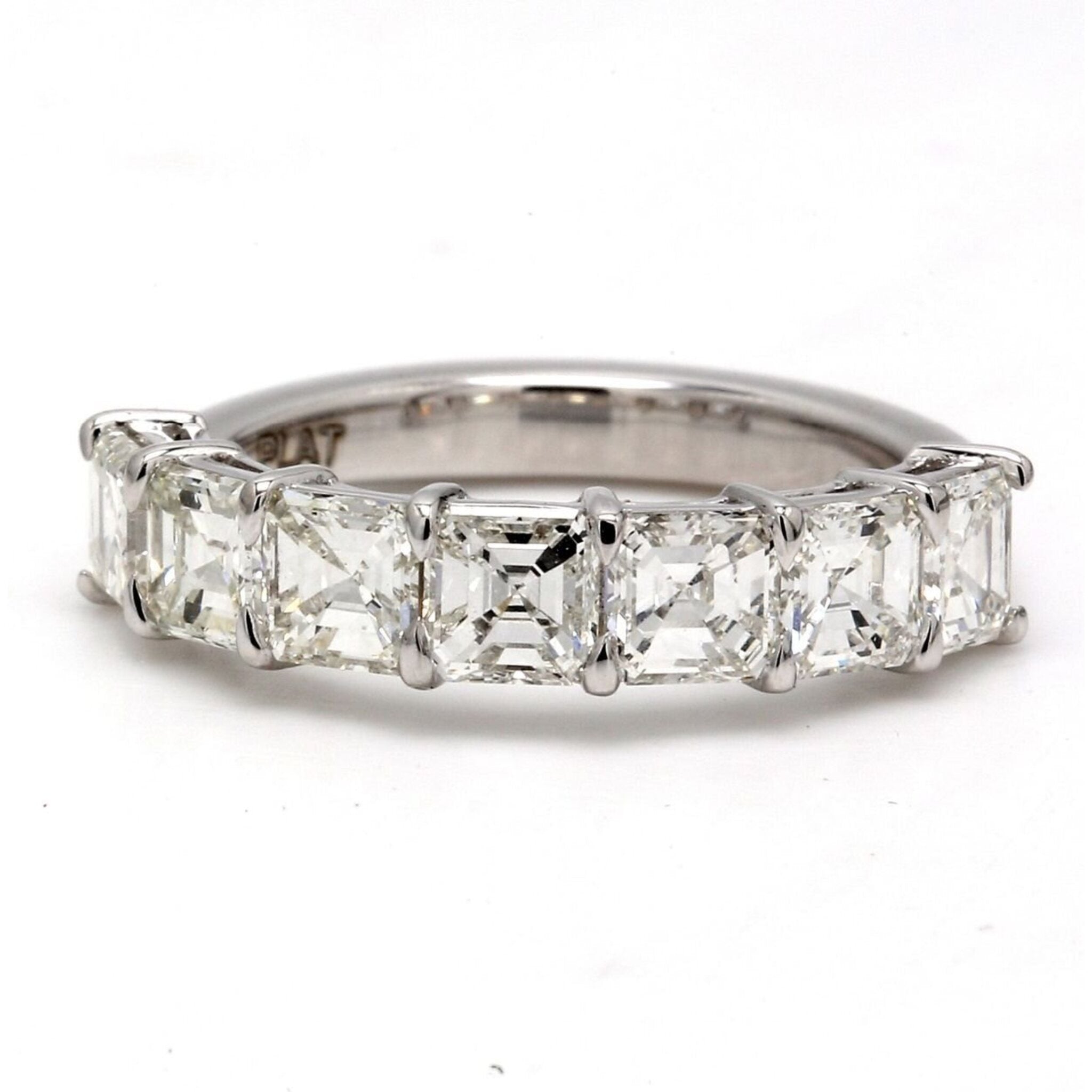 Ninacci Platinum 7-Stone Asscher-Cut Diamond Band Ring - 2.26 Carat Total Diamond Weight Timeless Elegance and Luxury - Size 5.5