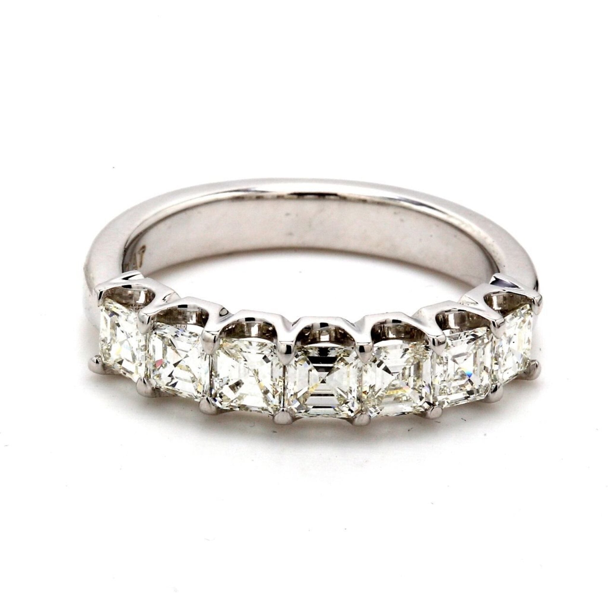 Ninacci Platinum 7-Stone Asscher Cut Diamond Ring - 1.52 Carats Total Weight - Size 7.5