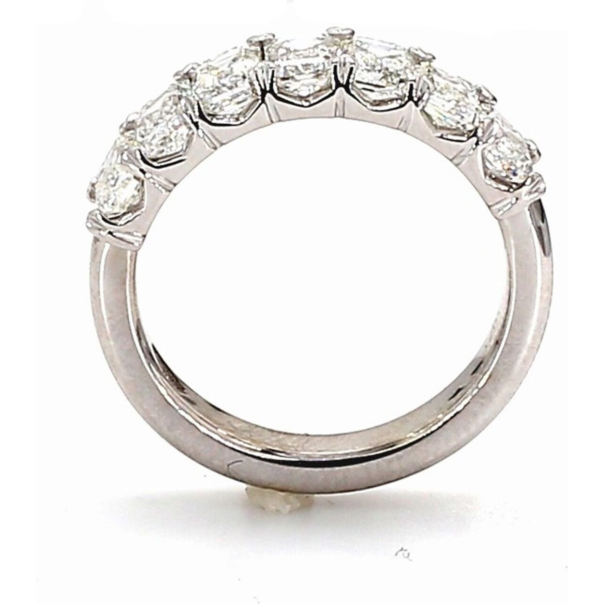 Ninacci Platinum 7-Stone Band with Prong Set Emerald Cut Diamonds - 2.15 Carat Total Diamond Weight - Size 5.25