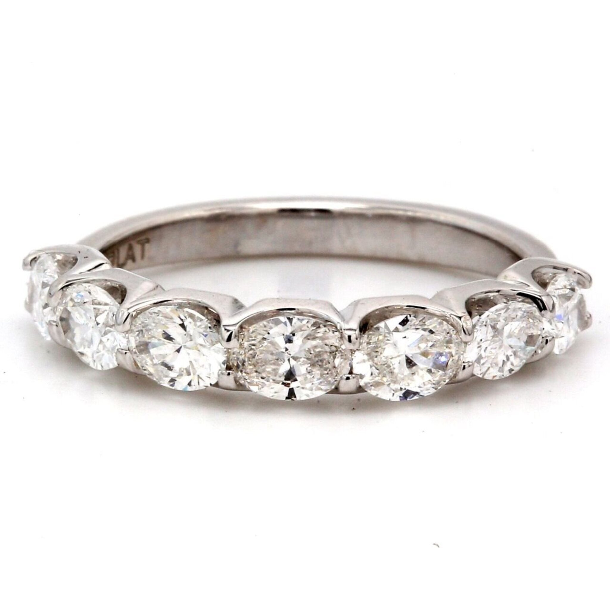 Ninacci Platinum 7-Stone Band with U-Prong Set Oval Cut Diamonds - 1.46 Carat Total Diamond Weight - Size 7