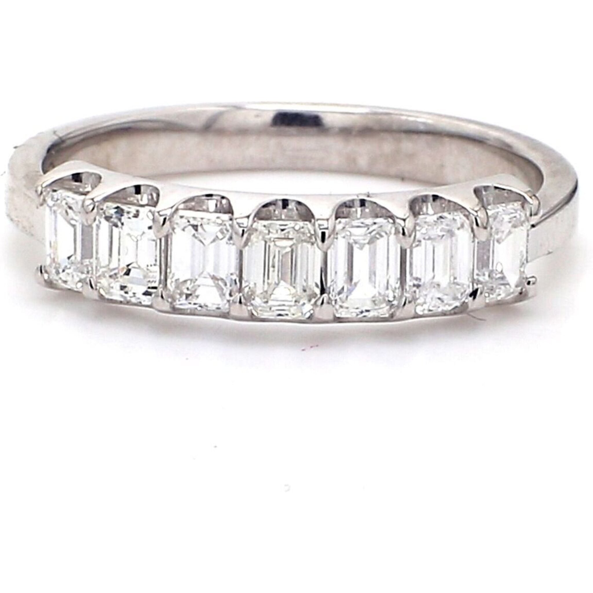 Ninacci Platinum 7-Stone Emerald Cut Diamond Band - 0.87 Carat Total Diamond Weight - Size 5.75