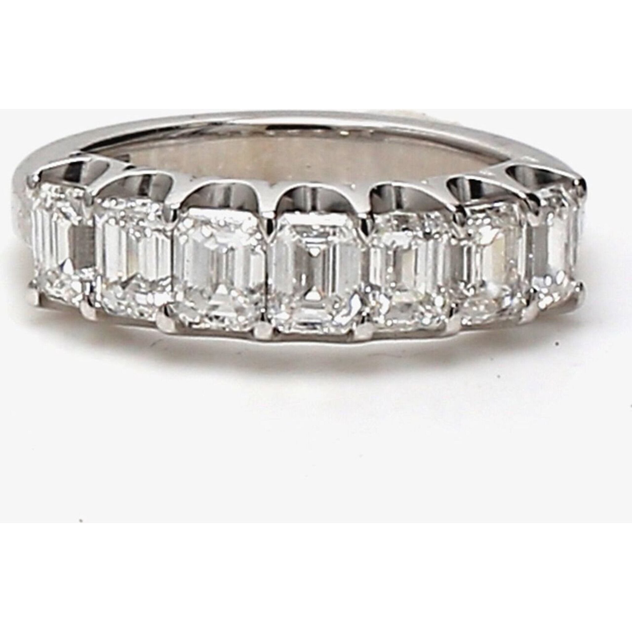 Ninacci Platinum 7-Stone Emerald Cut Diamond Band - 1.69 Carat Total Diamond Weight - Size 4.75